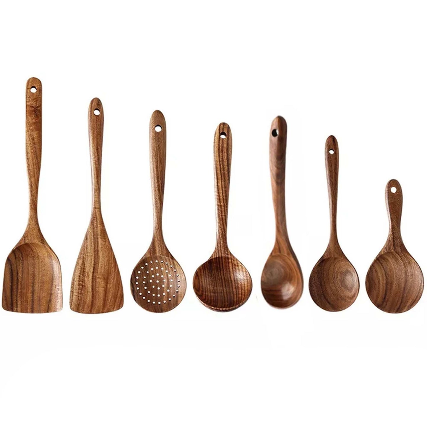 7 Piece Wooden Cooking Utensil Set for Home Chefs