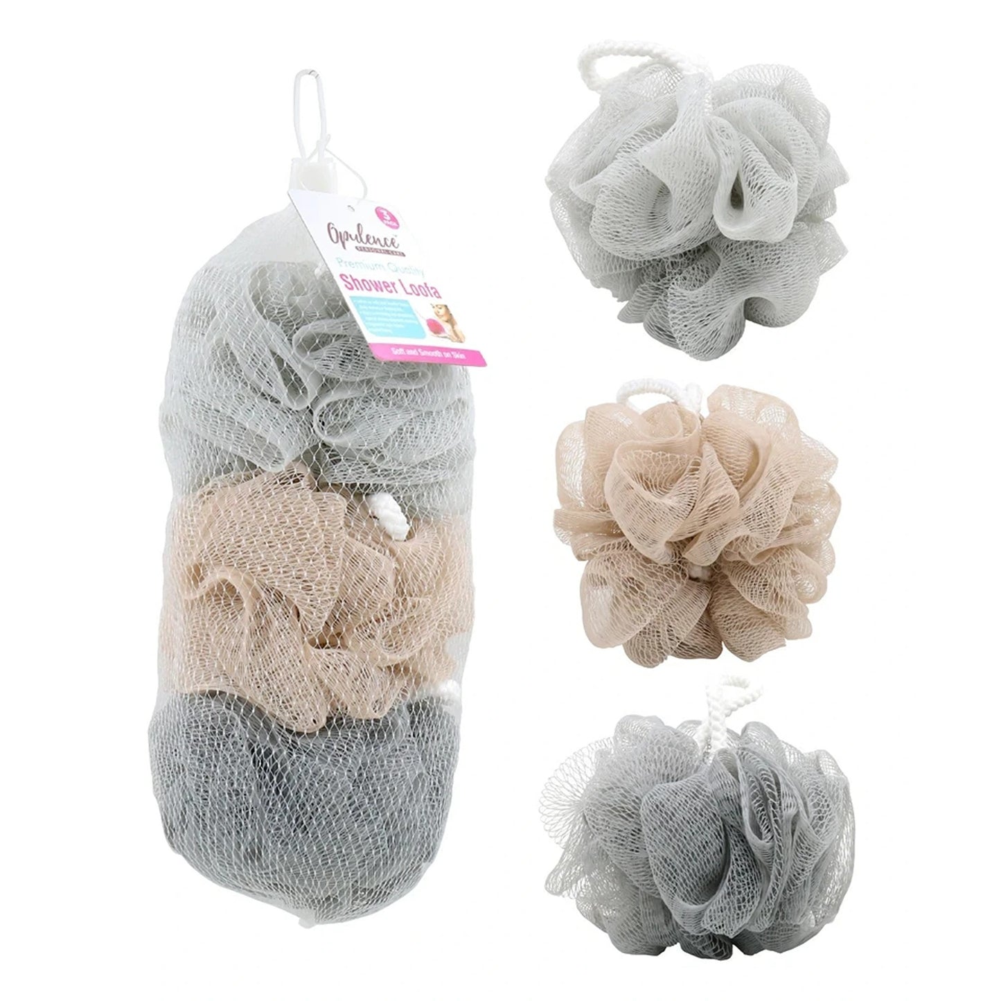 3x Shower Sponge Loofah Bath Puff Foam Body Exfoliate Net Ball Mesh 28g