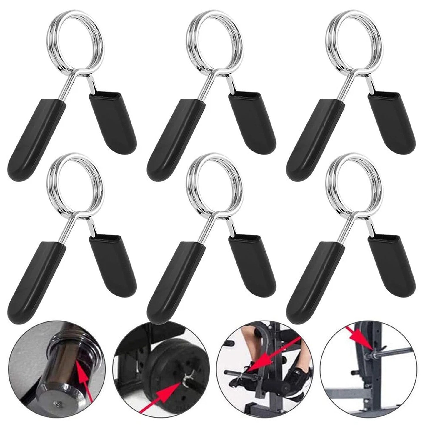 8 Piece 25mm Barbell Bar Spring Clips for Weightlifting