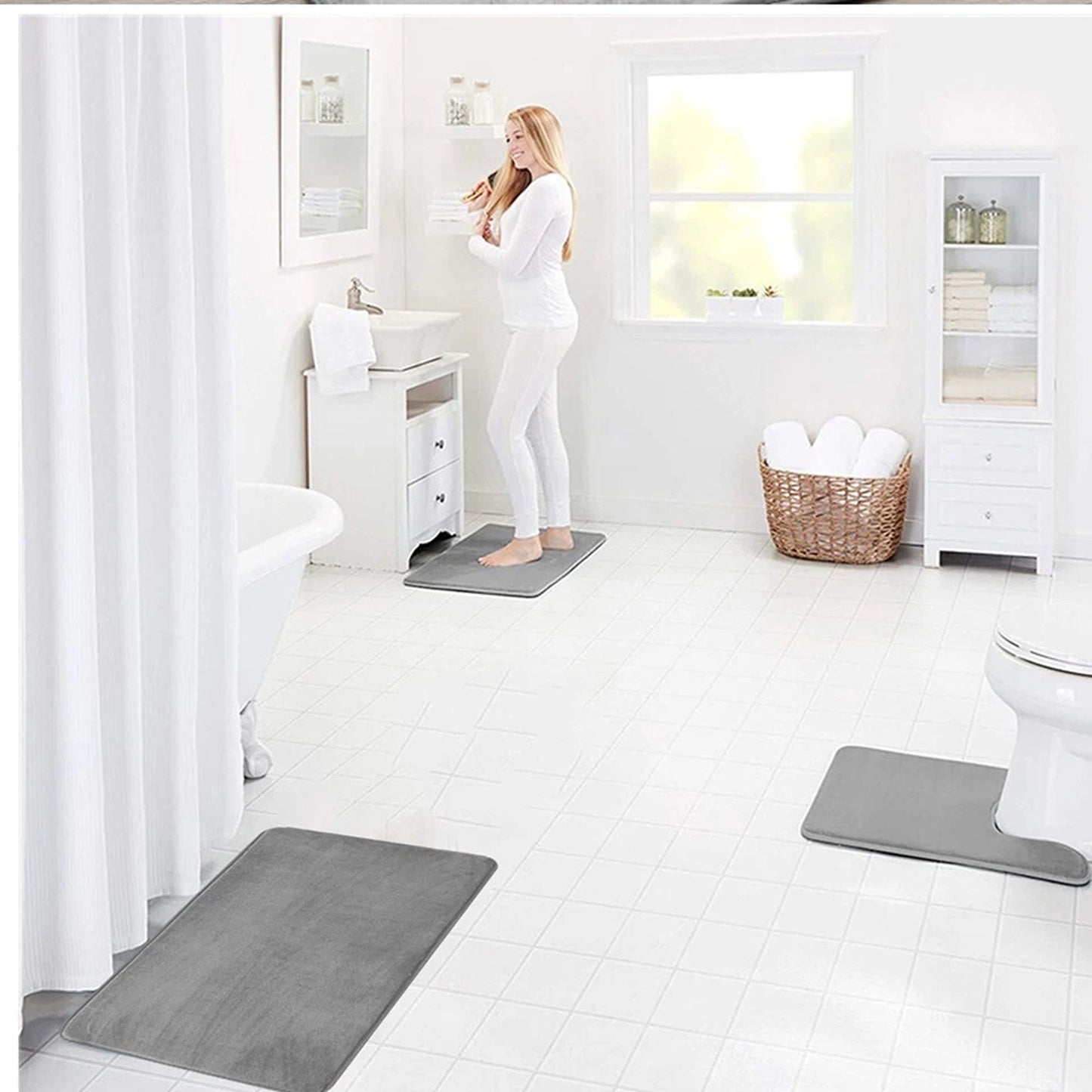 Memory Foam Bath Mat Set for Bathroom