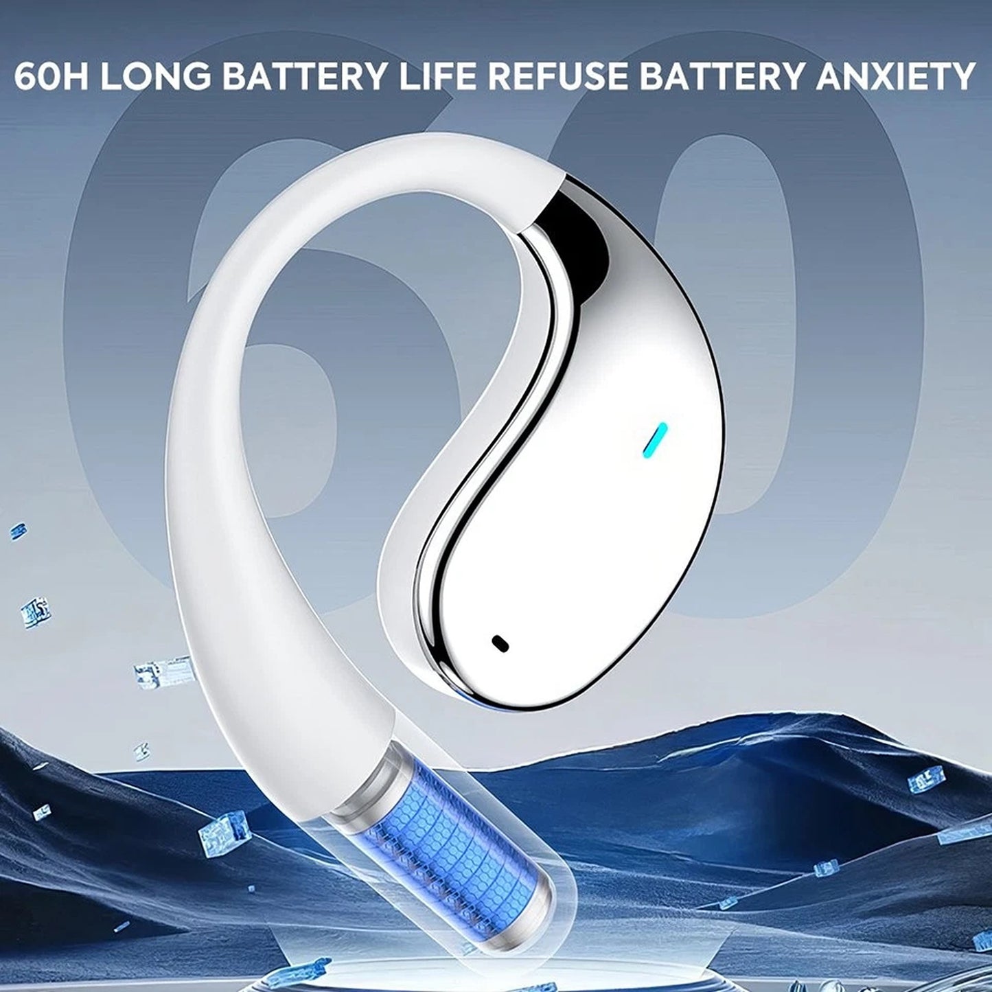 White Wireless Bluetooth Earphones Sport Gym Earbuds With Microphone Sweatproof