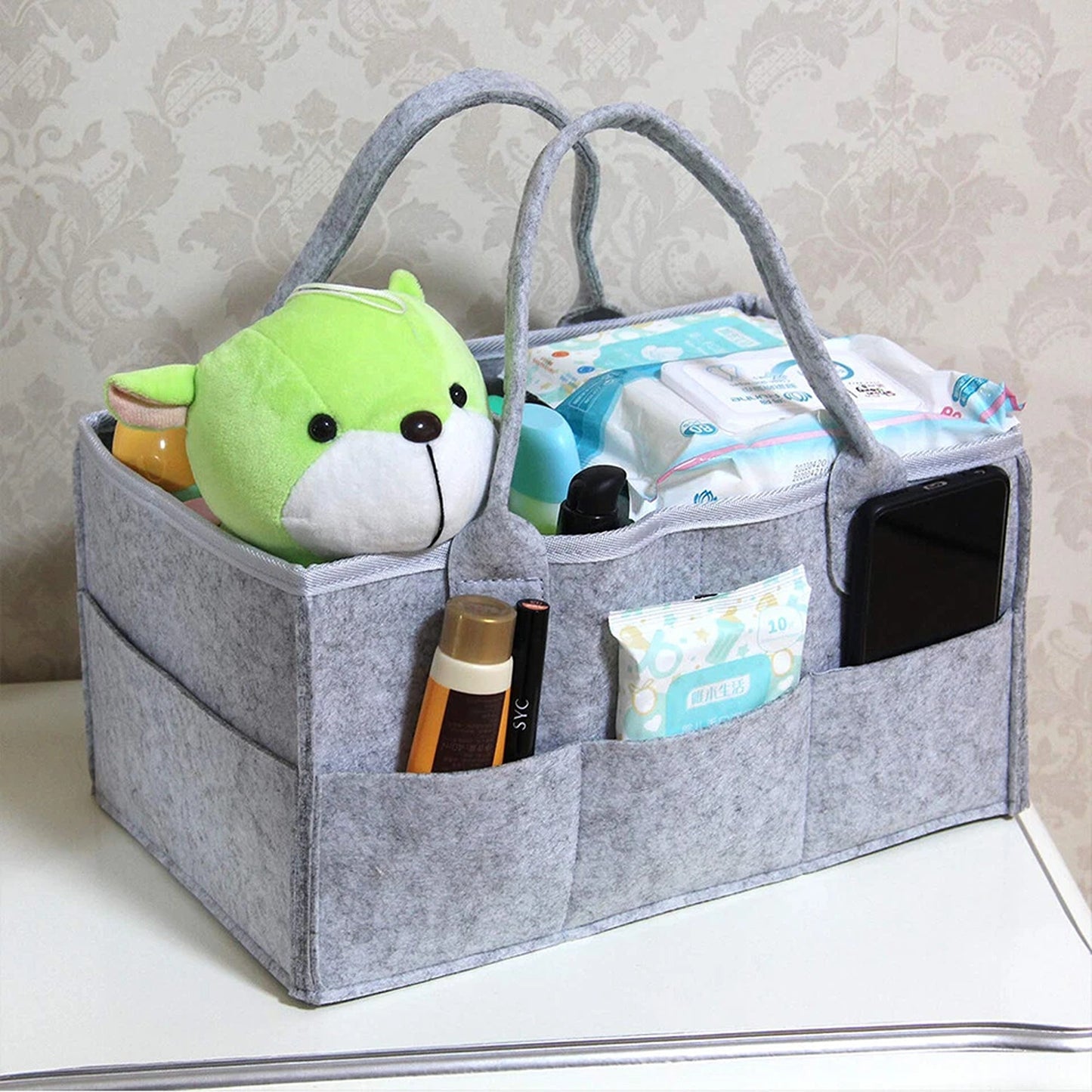 Portable Baby Diaper Storage Caddy Large Capacity Nursery Organizer