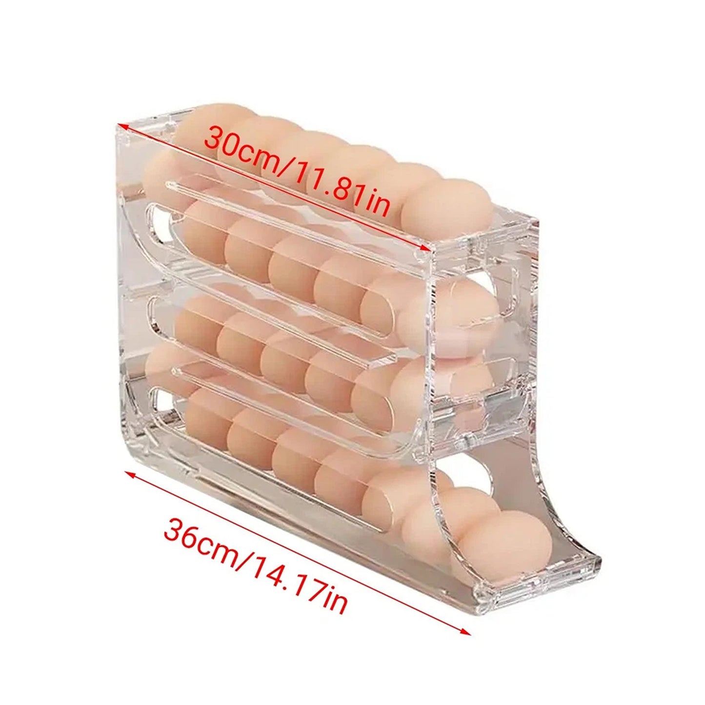 Transparent 4-Tier Automatic Egg Dispenser Storage Rack for Refrigerator