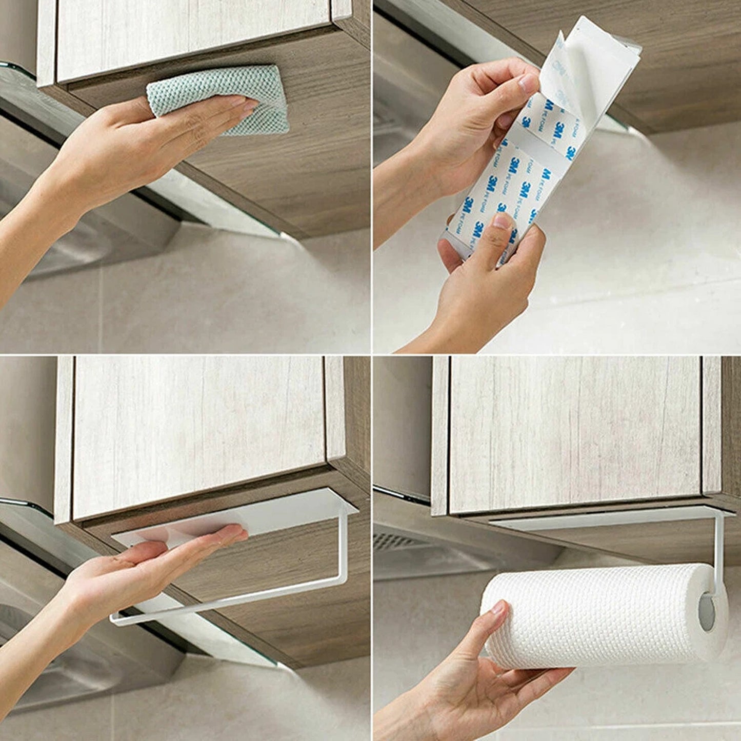 Paper Towel Holder Under Cabinet Rack Kitchen Roll Organizer 2pcs