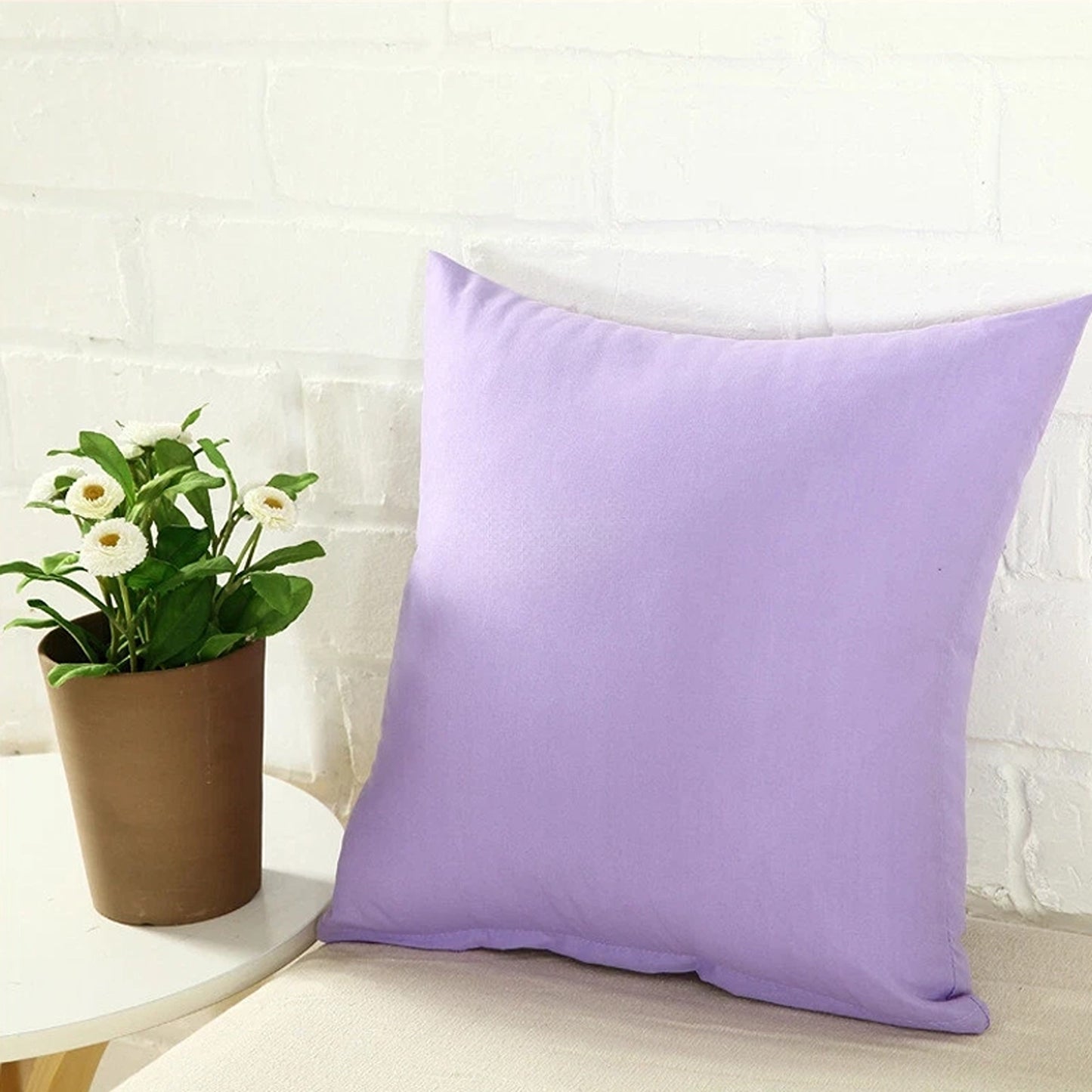 Lavender Minimalist Plain Cushion Cover Soft Decorative Pillow Case