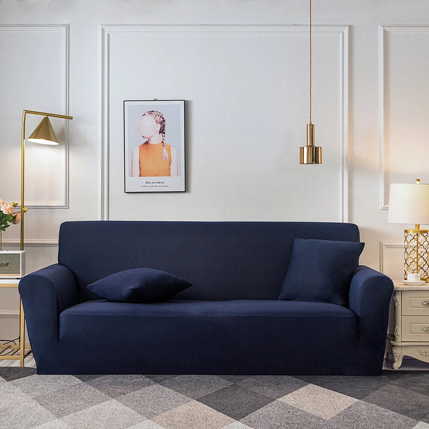 Dark Blue Washable Sofa Slipcover for 1 to 4 Seater Sofas