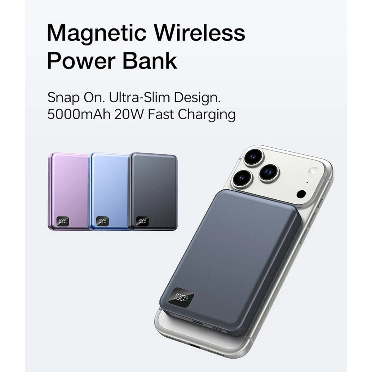 Magnetic Wireless Power Bank Portable Charger USB C for Smartphones 10000mAh