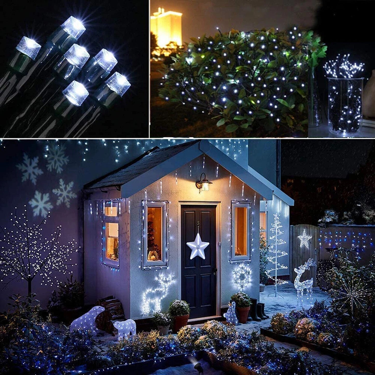 Cool White Solar Fairy String Lights 100 200 500 LED Outdoor Garden Decoration