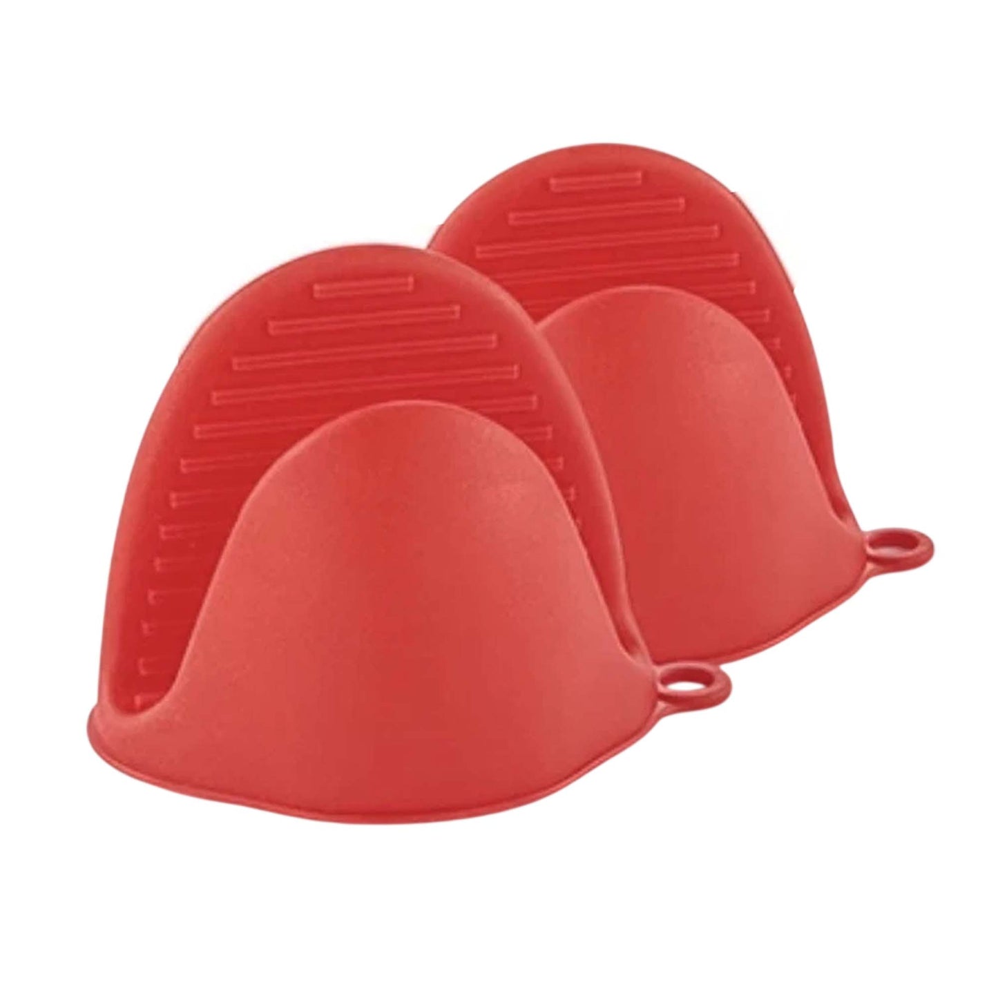 Red Silicone Pot Holder Oven Mitt Finger Protector Heat Resistant Grip