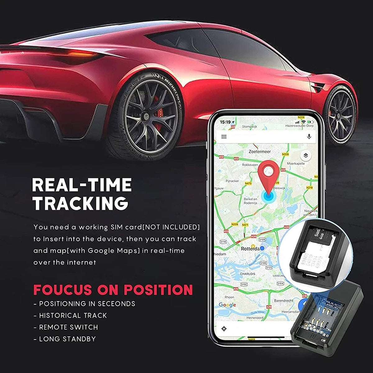Mini GPS Tracker Magnetic Real Time Locator for Cars Kids and Dogs