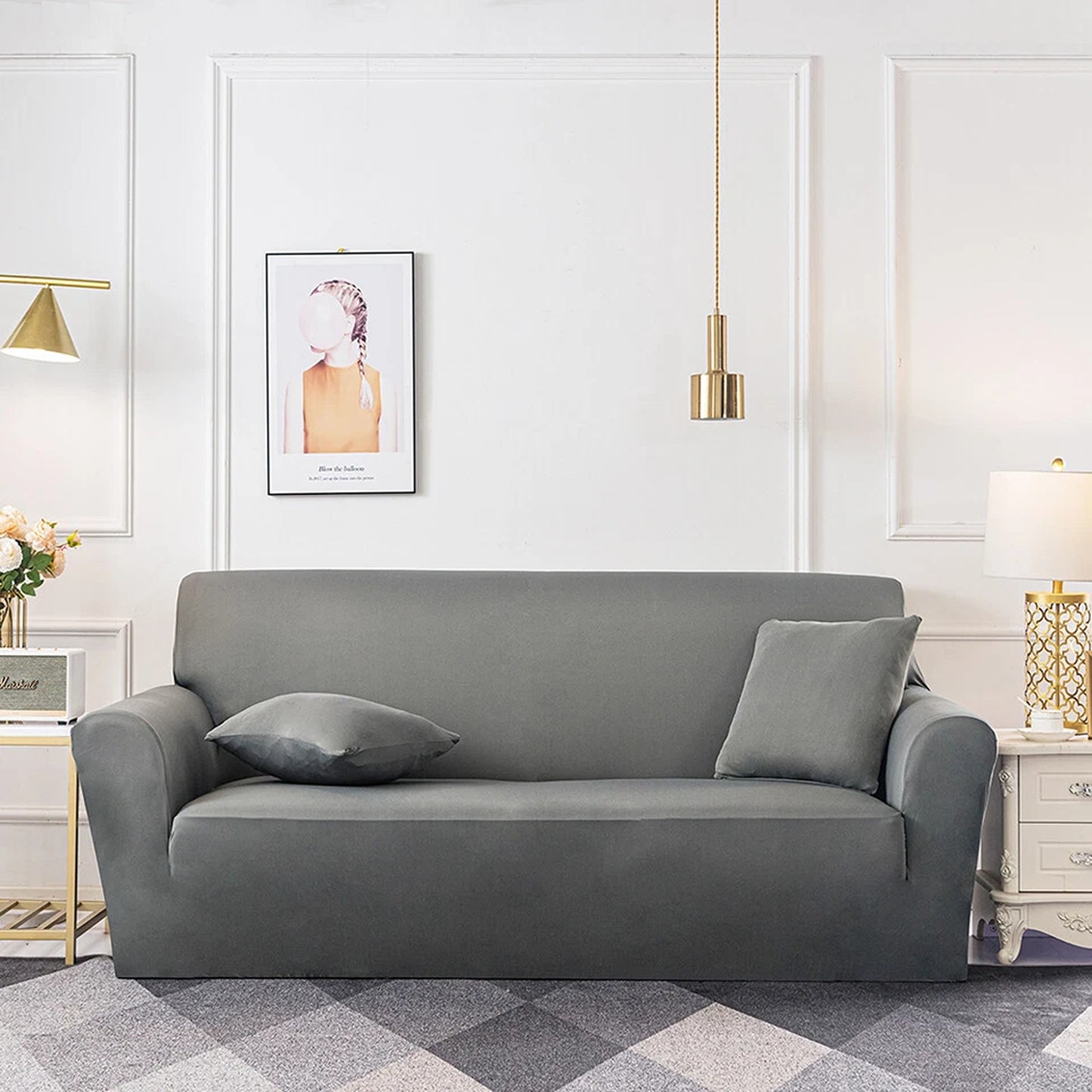 Grey Washable Sofa Slipcover for 1 to 4 Seater Sofas