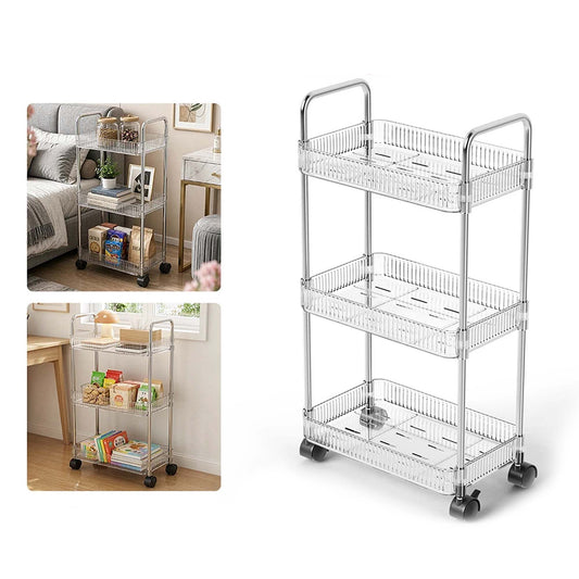 3 Tier Kitchen Trolley Cart Rolling Storage Rack Shelf Organizer