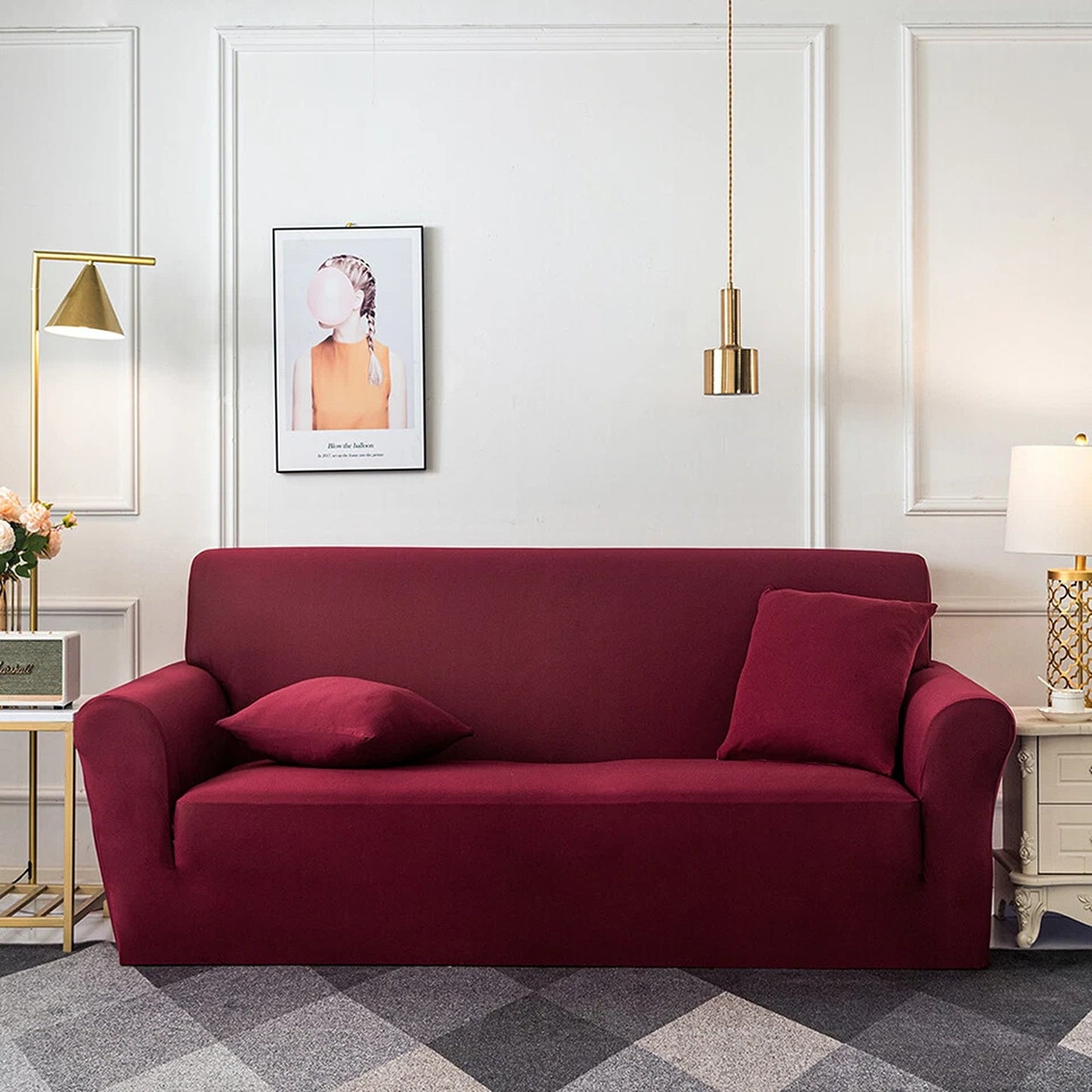 Wine Red Washable Sofa Slipcover for 1 to 4 Seater Sofas