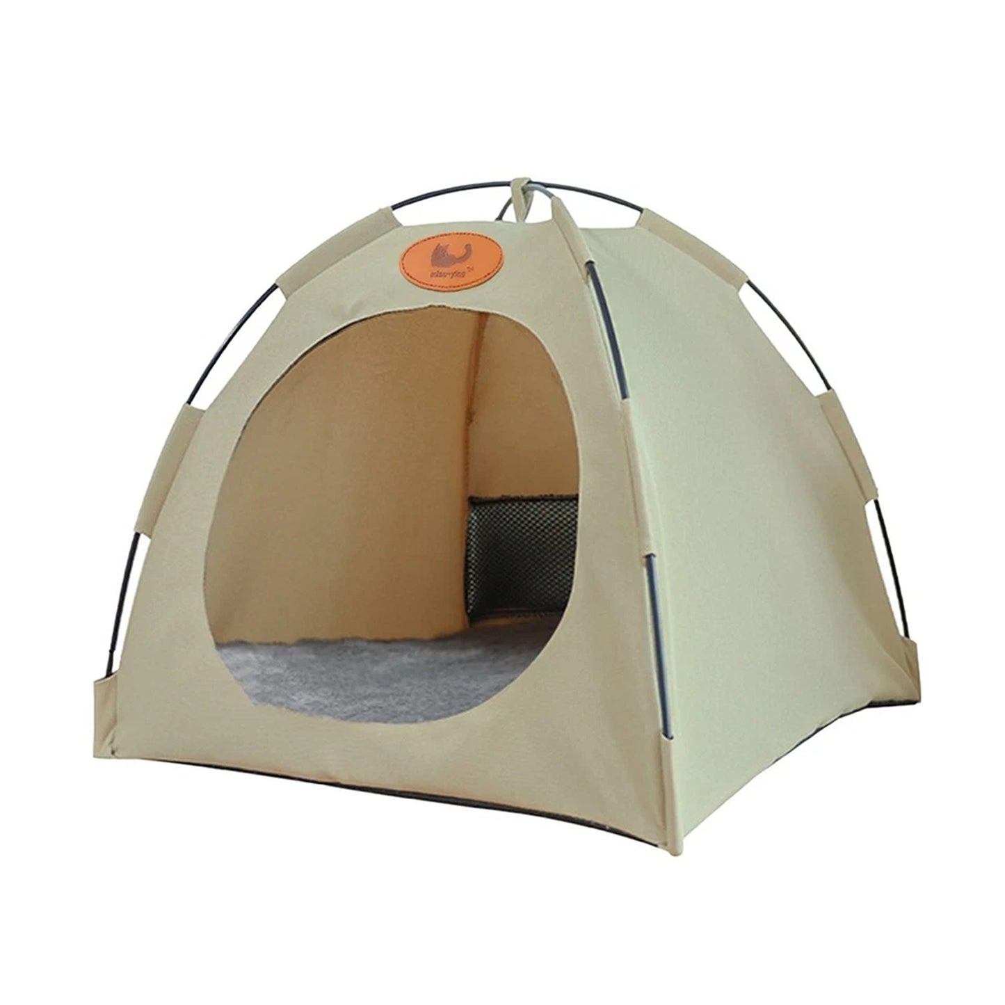 Beige Folding Pet Tent House Warm Bed for Cats and Puppies