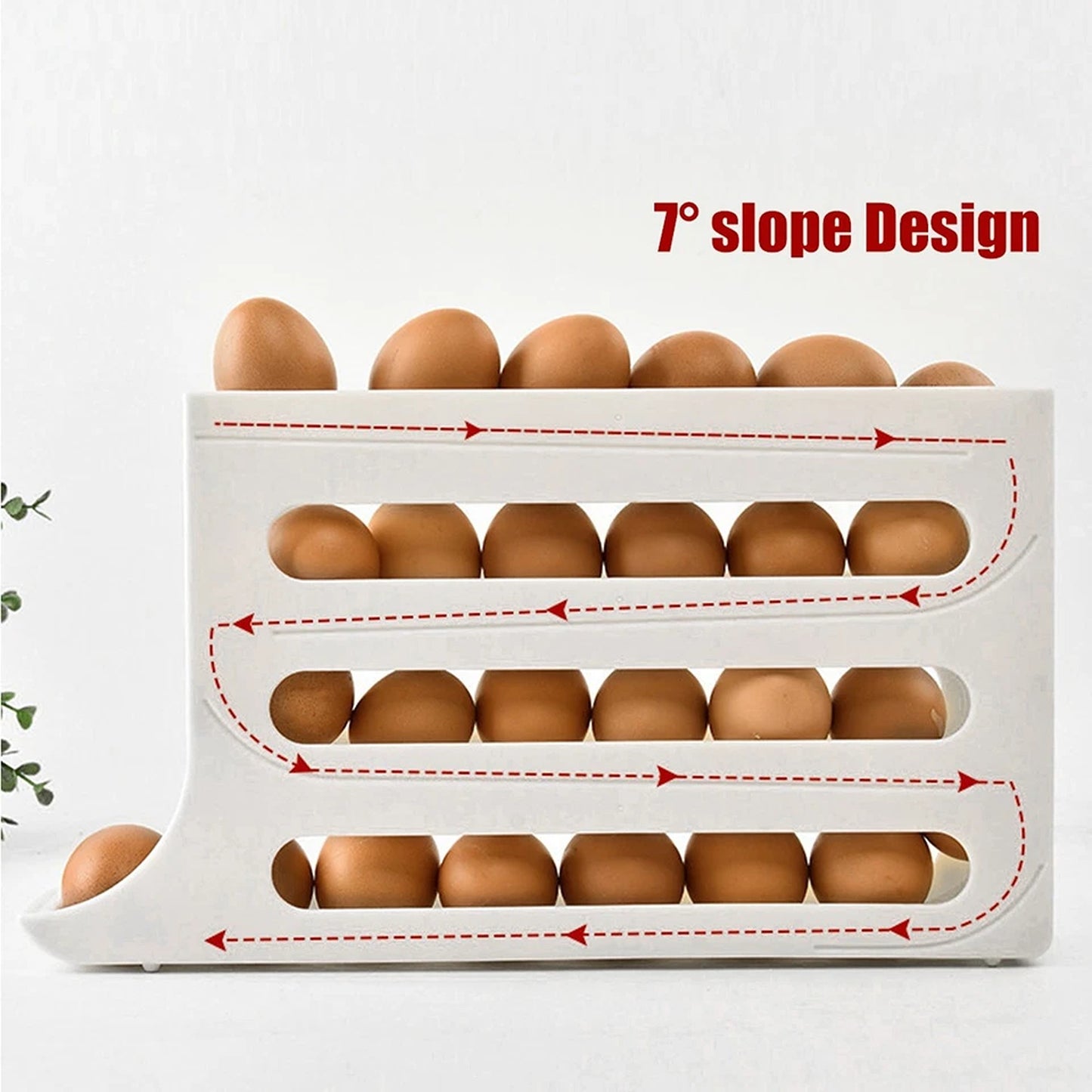 White 4-Tier Automatic Egg Dispenser Storage Rack for Refrigerator