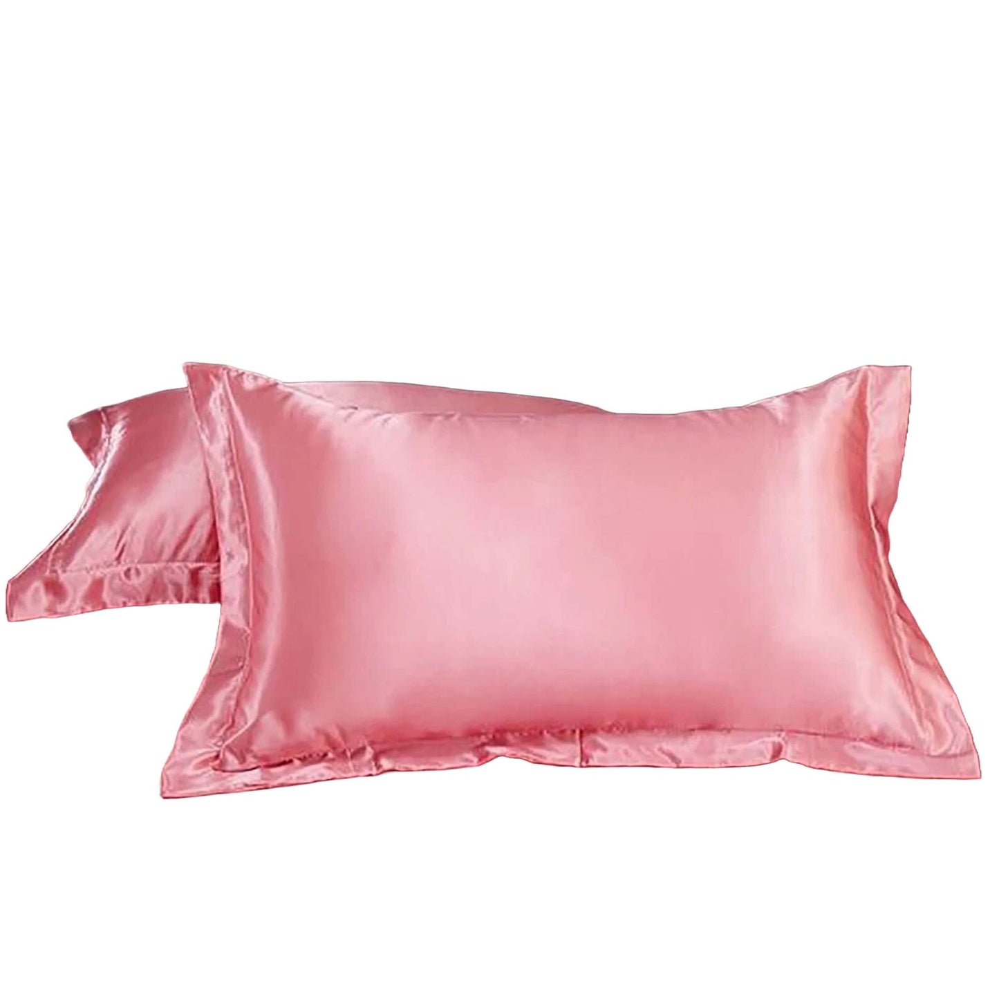 Pink Silk Satin Pillowcase Set Standard Size 2 Pieces