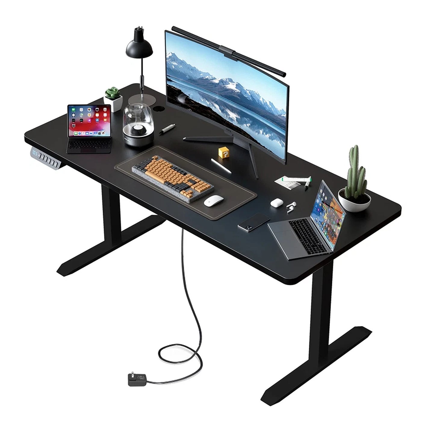Black Motorised Standing Work Desk for Home Office 120cm