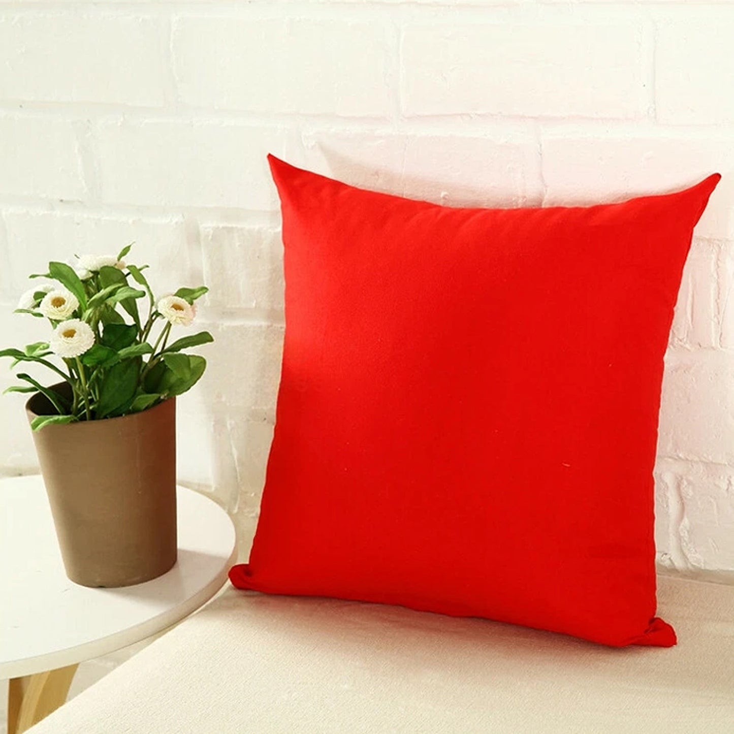 Red Minimalist Plain Cushion Cover Soft Decorative Pillow Case