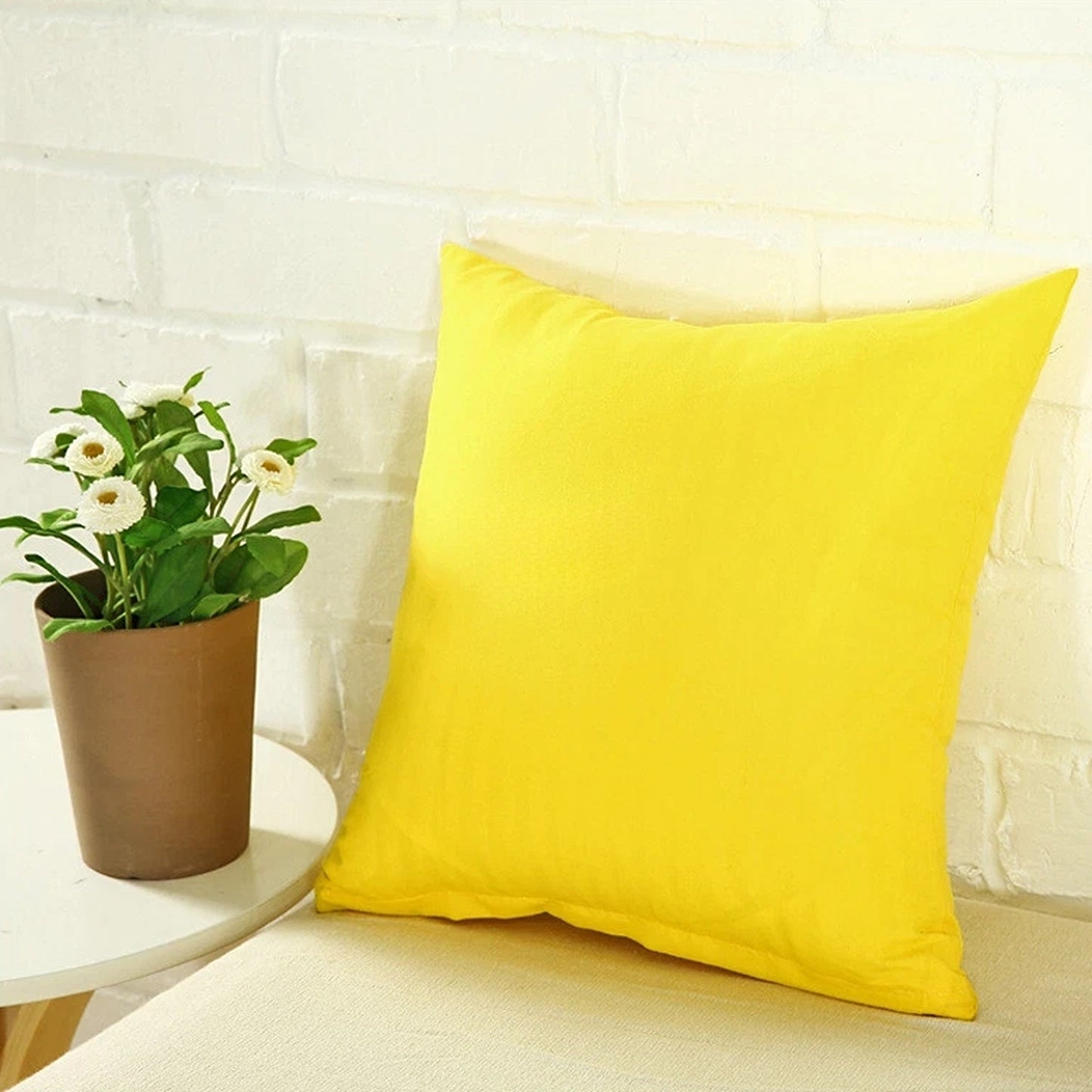 Yellow Minimalist Plain Cushion Cover Soft Decorative Pillow Case