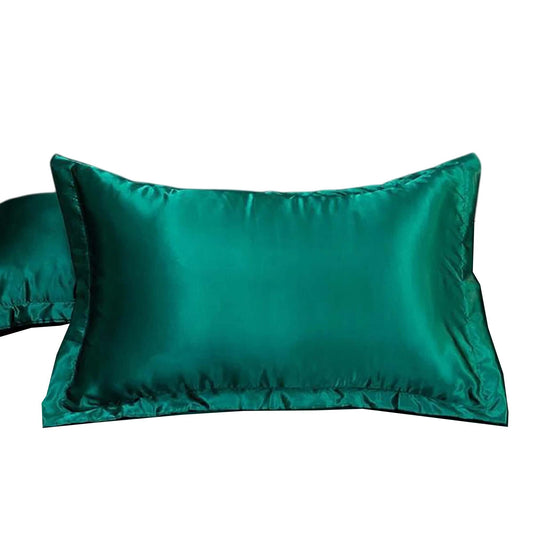 Teal Blue Silk Satin Pillowcase Set Standard Size 2 Pieces
