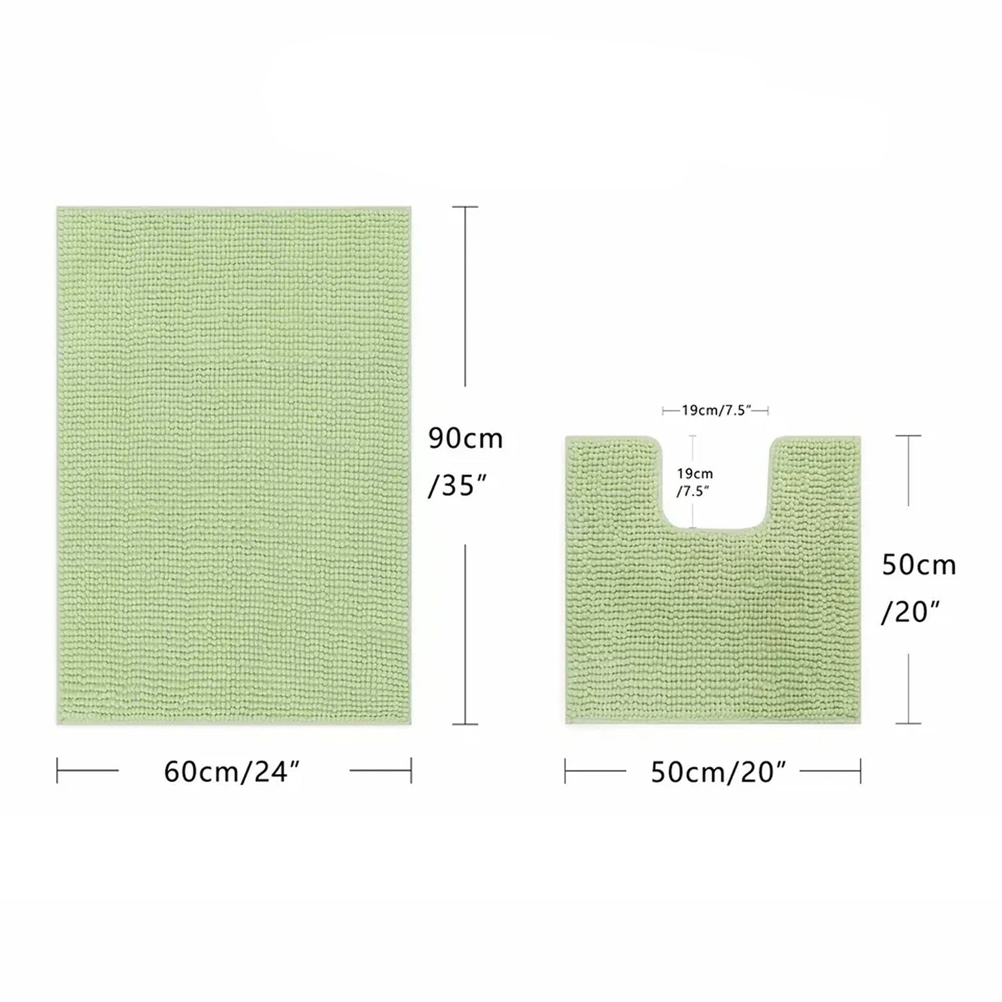 Pea Pod Chenille Bathroom and Toilet Floor Mat Set 2 Pieces