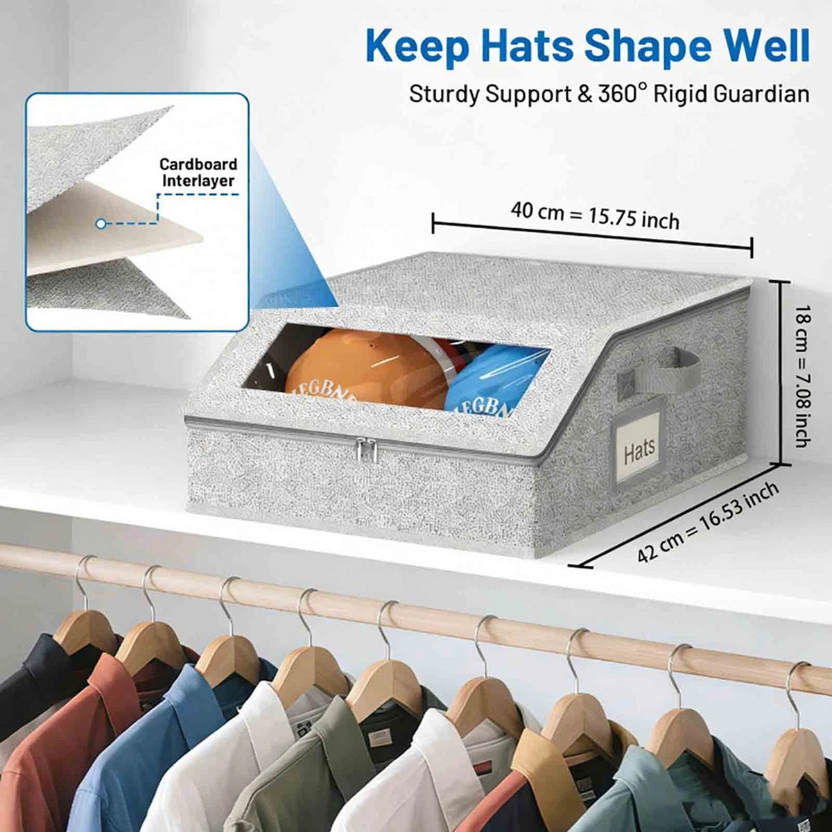 Large Non Woven Fabric Hat Storage Box for Baseball Caps