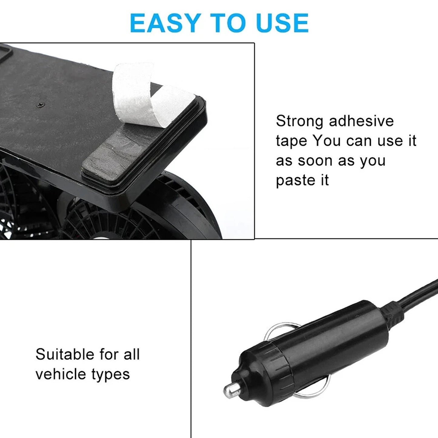 Mini 12V Car Air Cooler Dual Head Fan For Car Truck Van