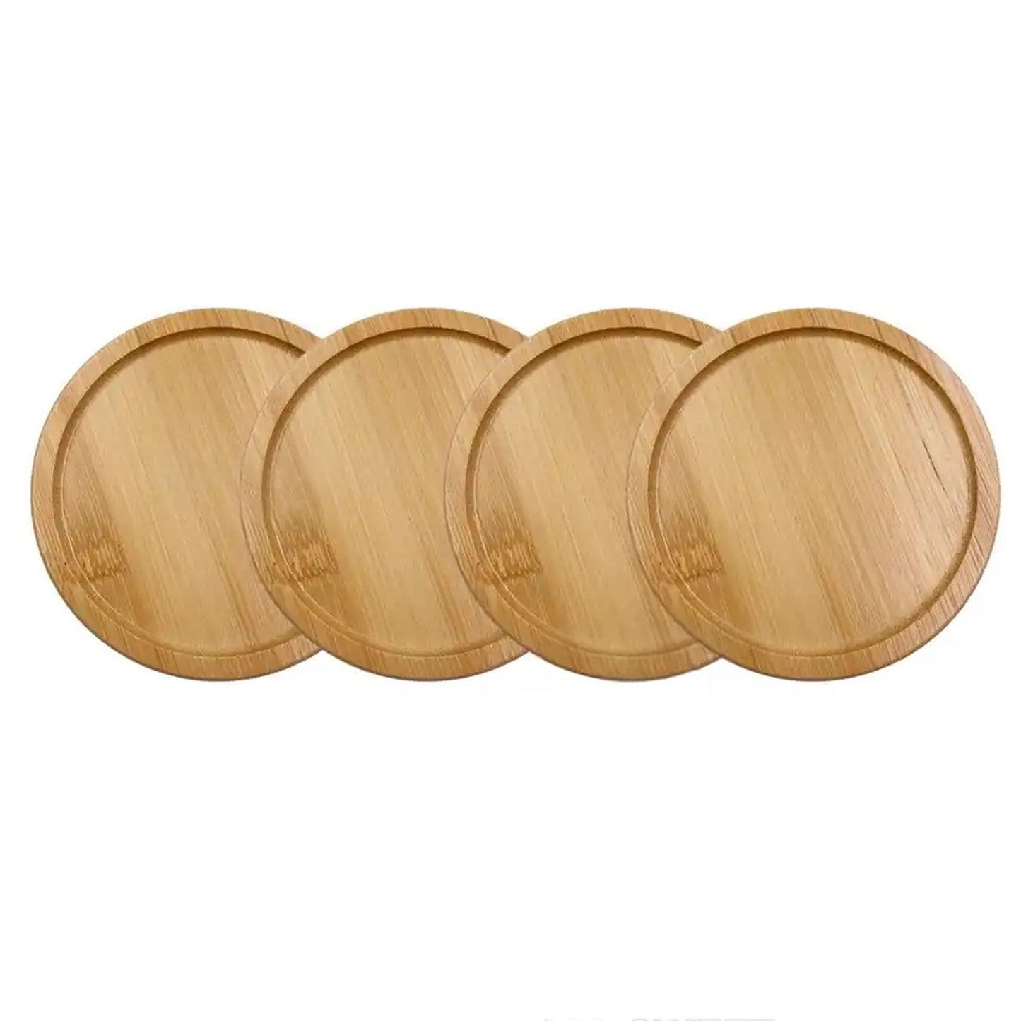 Round Bamboo Wooden Coaster Tea Coffee Drink Holders Pallet Beverage Mat Pad 4x