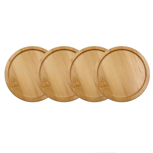 Round Bamboo Wooden Coaster Tea Coffee Drink Holders Pallet Beverage Mat Pad 4x
