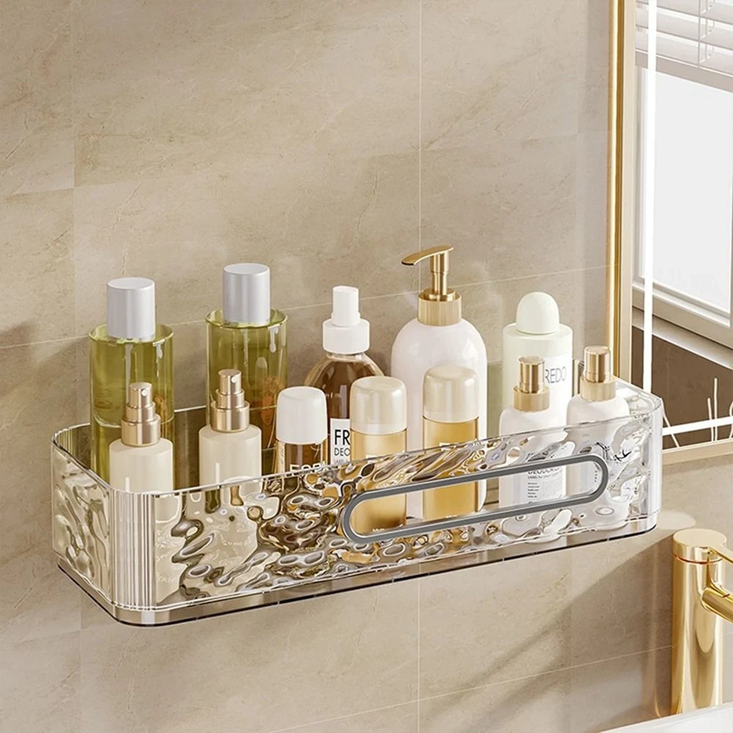 Plastic Bathroom Shelves Wall Mounted Shampoo Storage Rack for Home