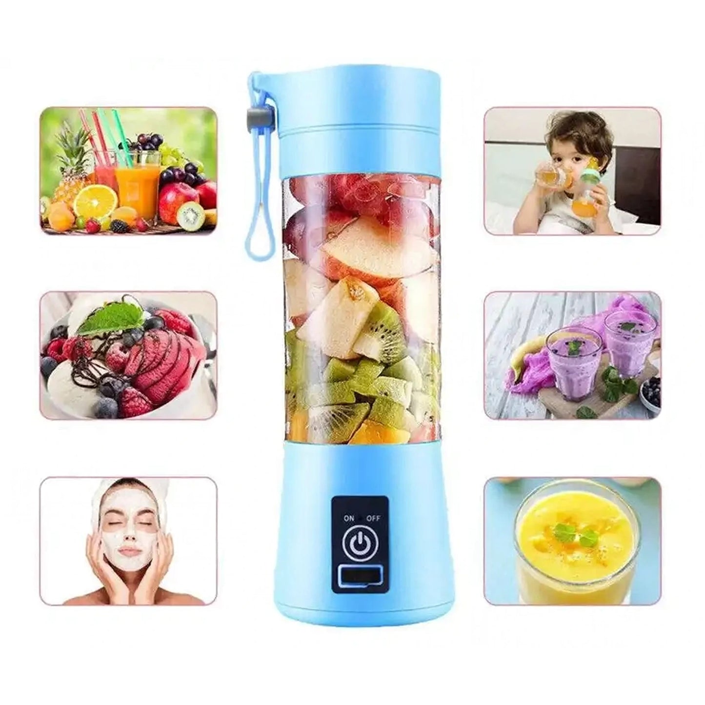 Portable USB 4-Blades Electric Fruit Juice Blender Rechargeable
