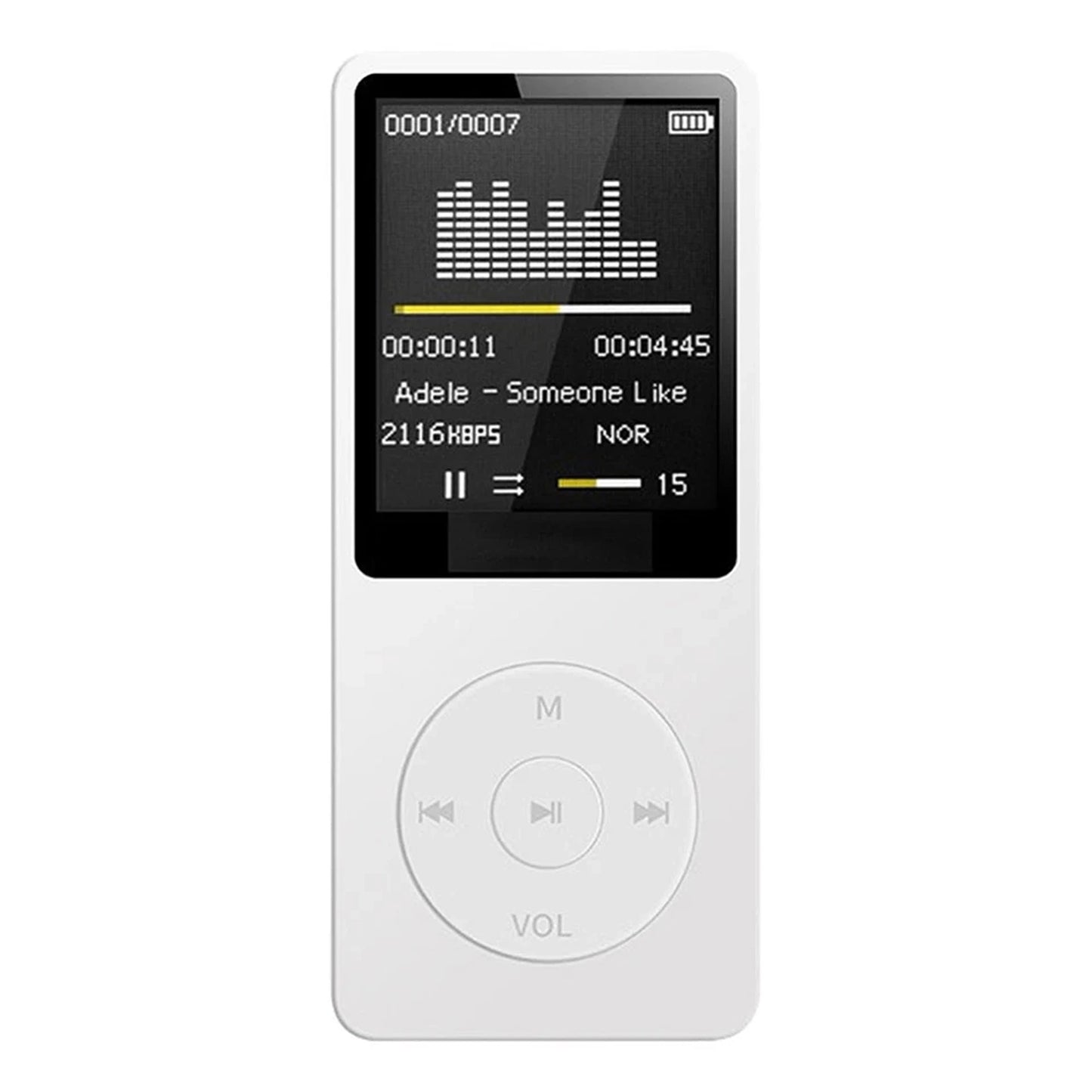 Portable MP3 Music Player with Screen - White