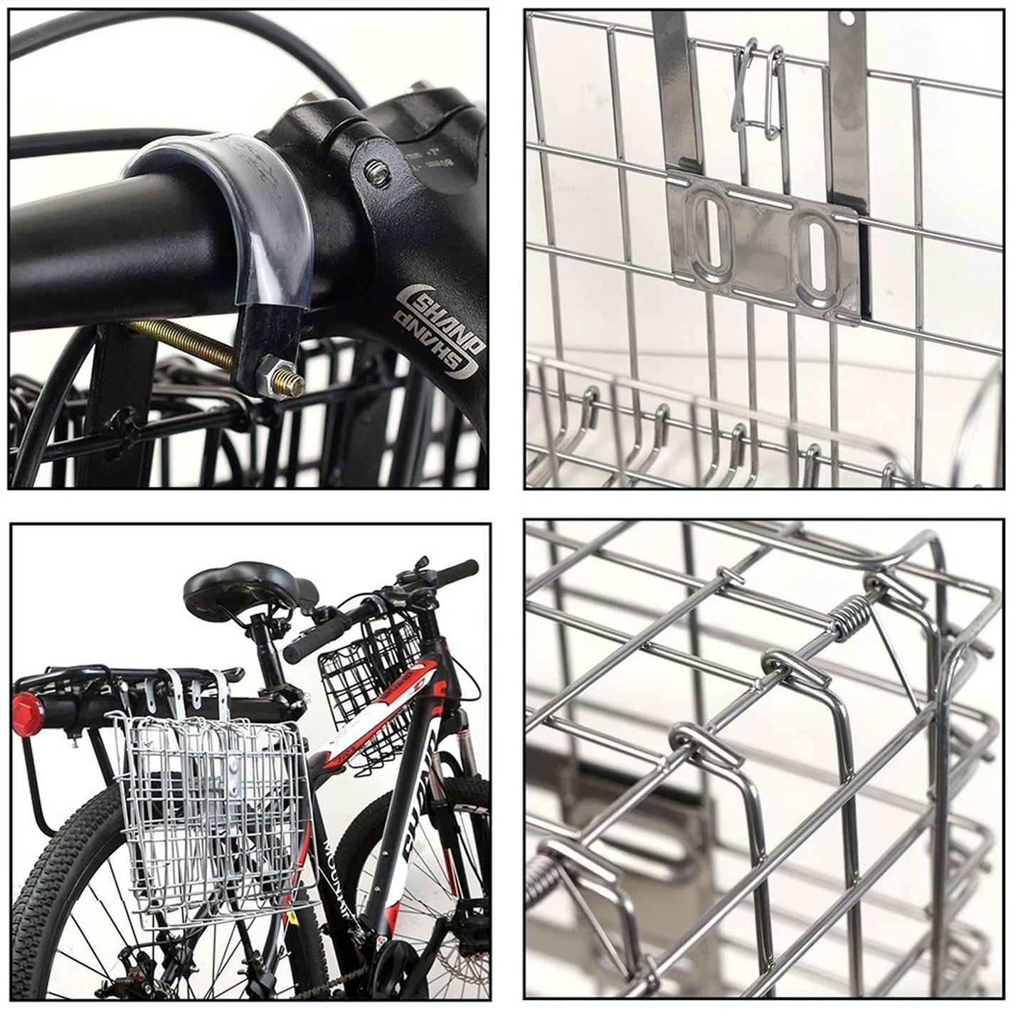 Foldable Bike Basket Portable Collapsible Bicycle Storage Basket Black