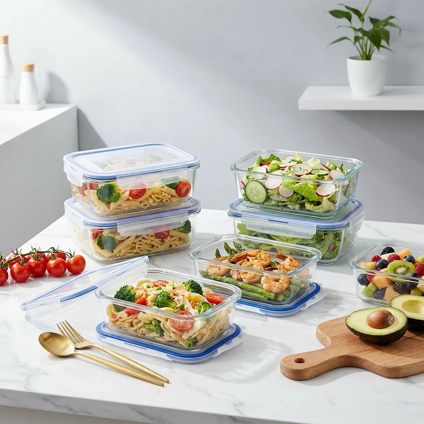 10 Pack Glass Meal Prep Containers with Leakproof Lids