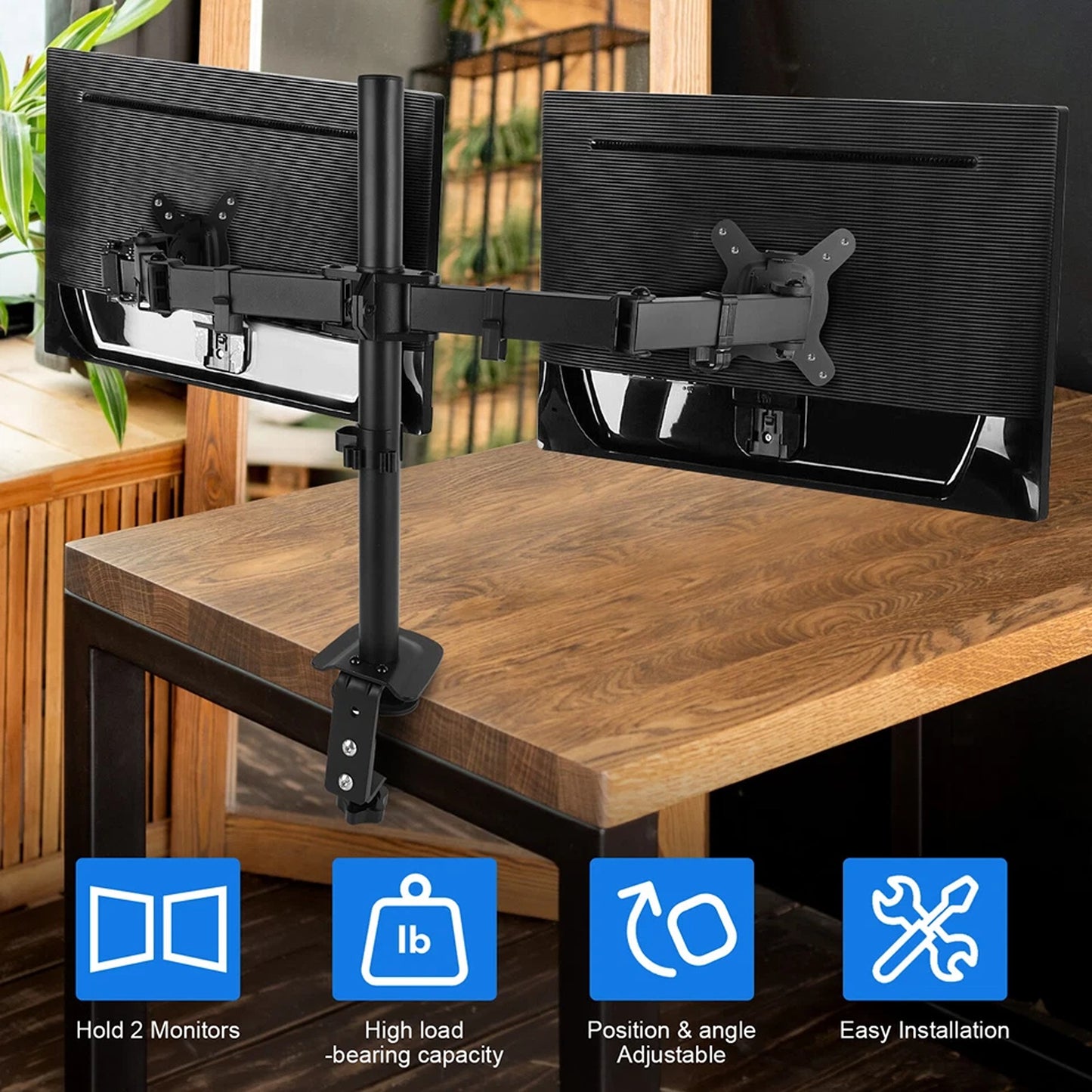 Dual Monitor Desk Mount with Adjustable Arms
