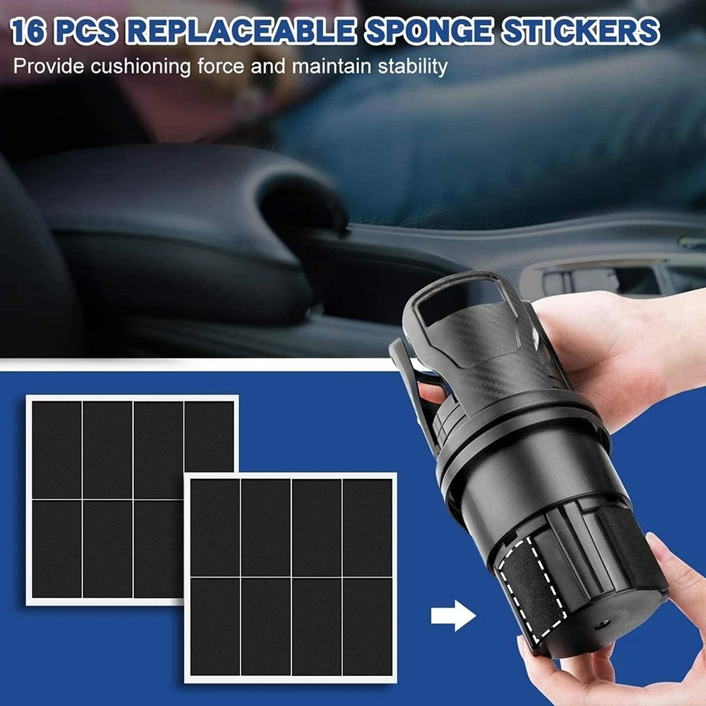 Adjustable 2 in 1 Car Cup Holder Expander with Storage
