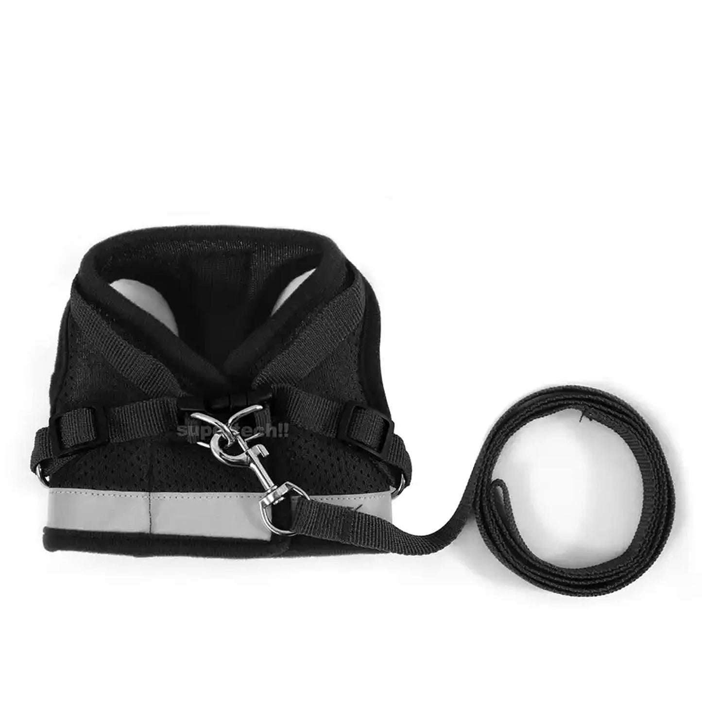 Black Kitten Dog Cat Harness Walking Vest Lead Leash Collar Pet Vest Mesh Adjustable