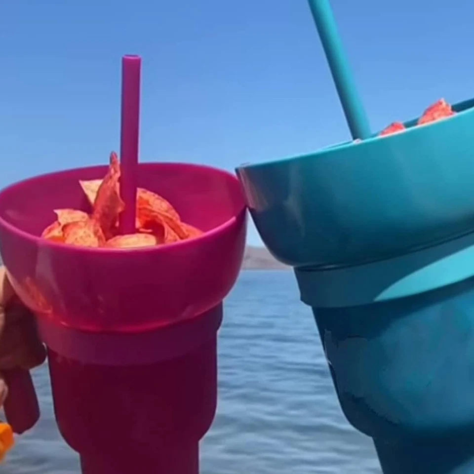 Orange 1000ml Stadium Tumbler with Snack Cup