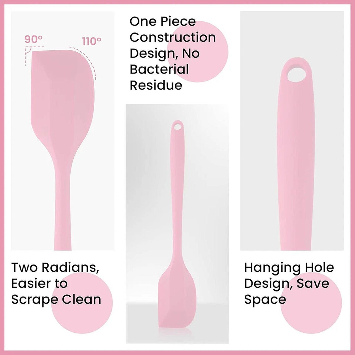 Black and Pink Silicone Butter Scraper and Baking Spatula Set 2pcs