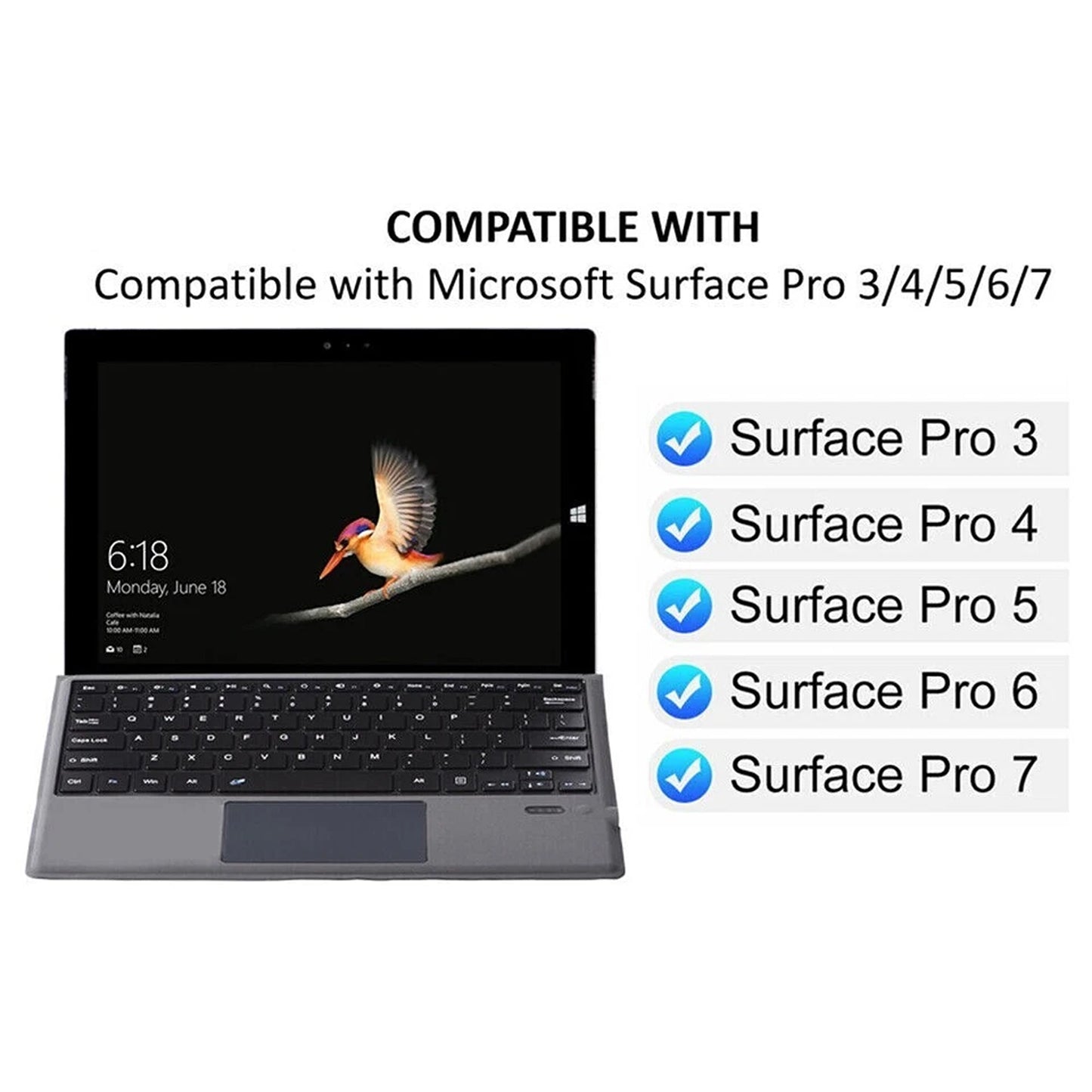 Wireless Backlit Keyboard Cover for Surface Pro 4 5 6 7