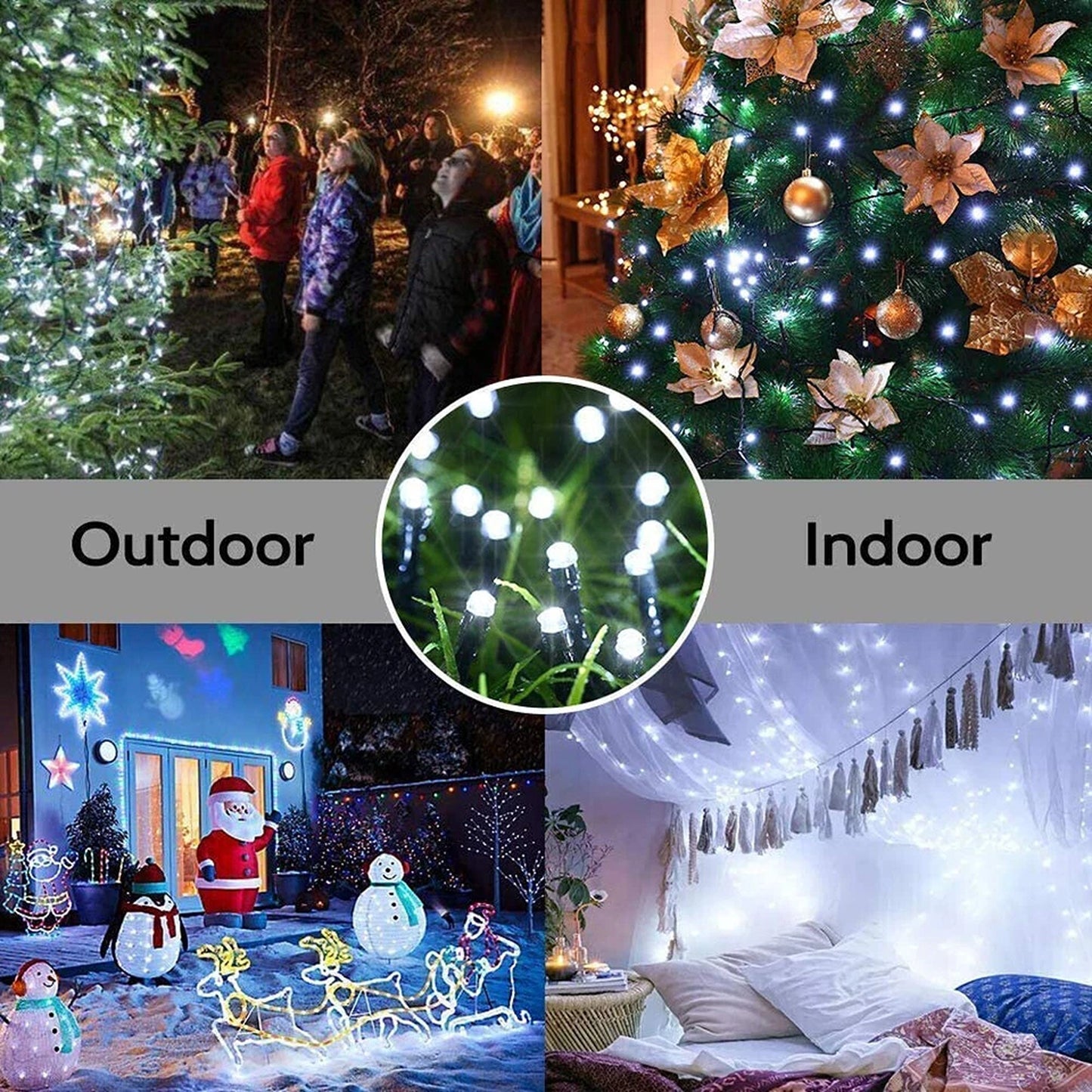 Cool White Solar Fairy String Lights 100 200 500 LED Outdoor Garden Decoration