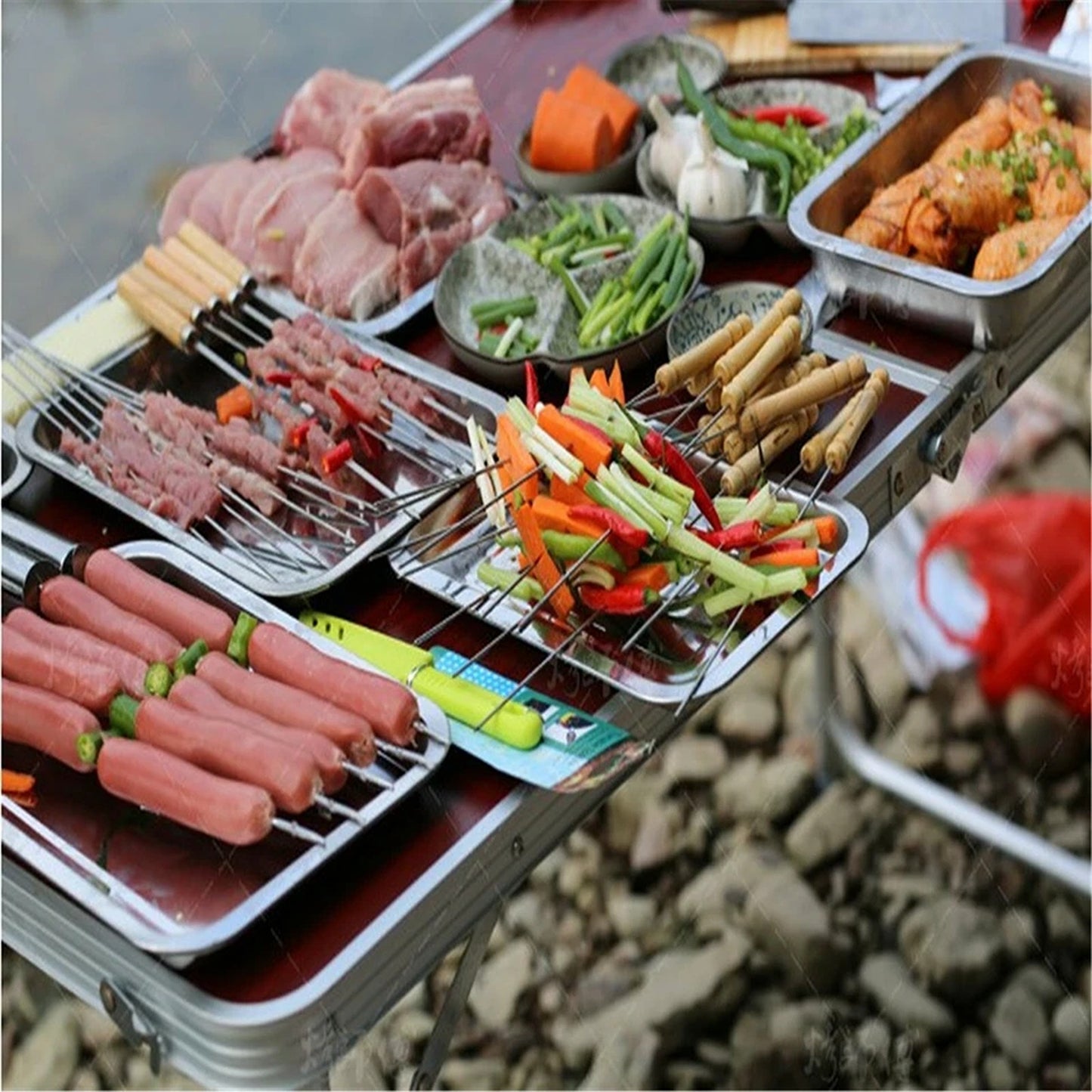 24 Piece Stainless Steel BBQ Skewer Set