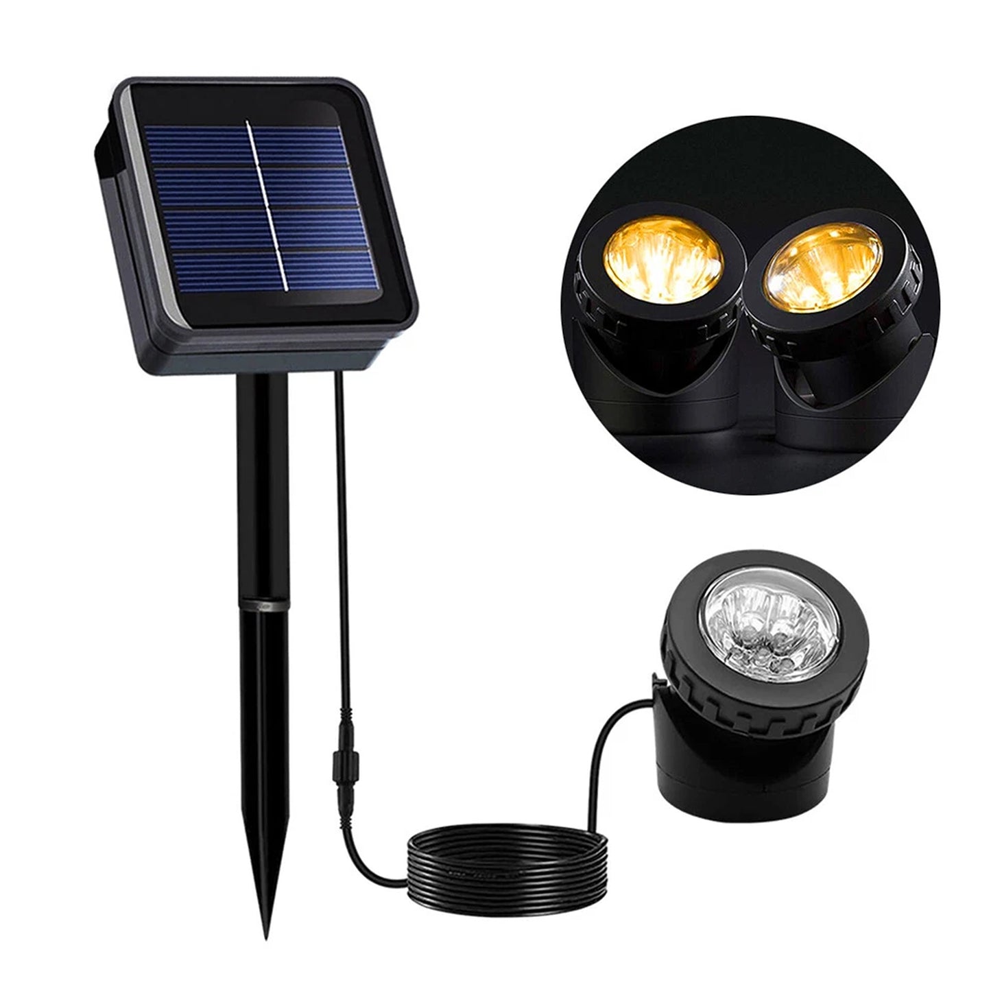 6 LED Solar Spotlight for Garden and Outdoor Landscape - Warm Light