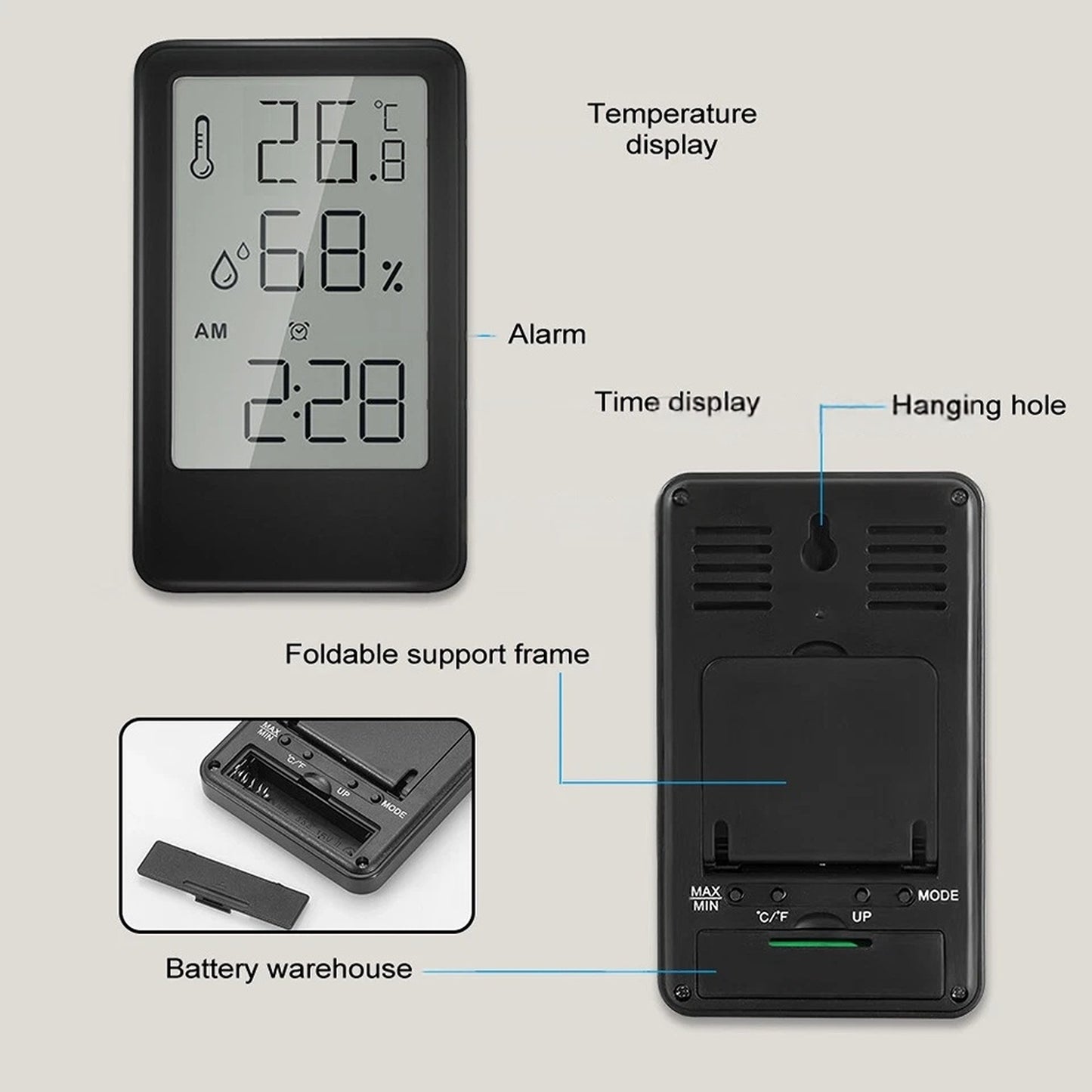 Digital Thermometer Humidity Meter Room Temperature Indoor LCD Hygrometer