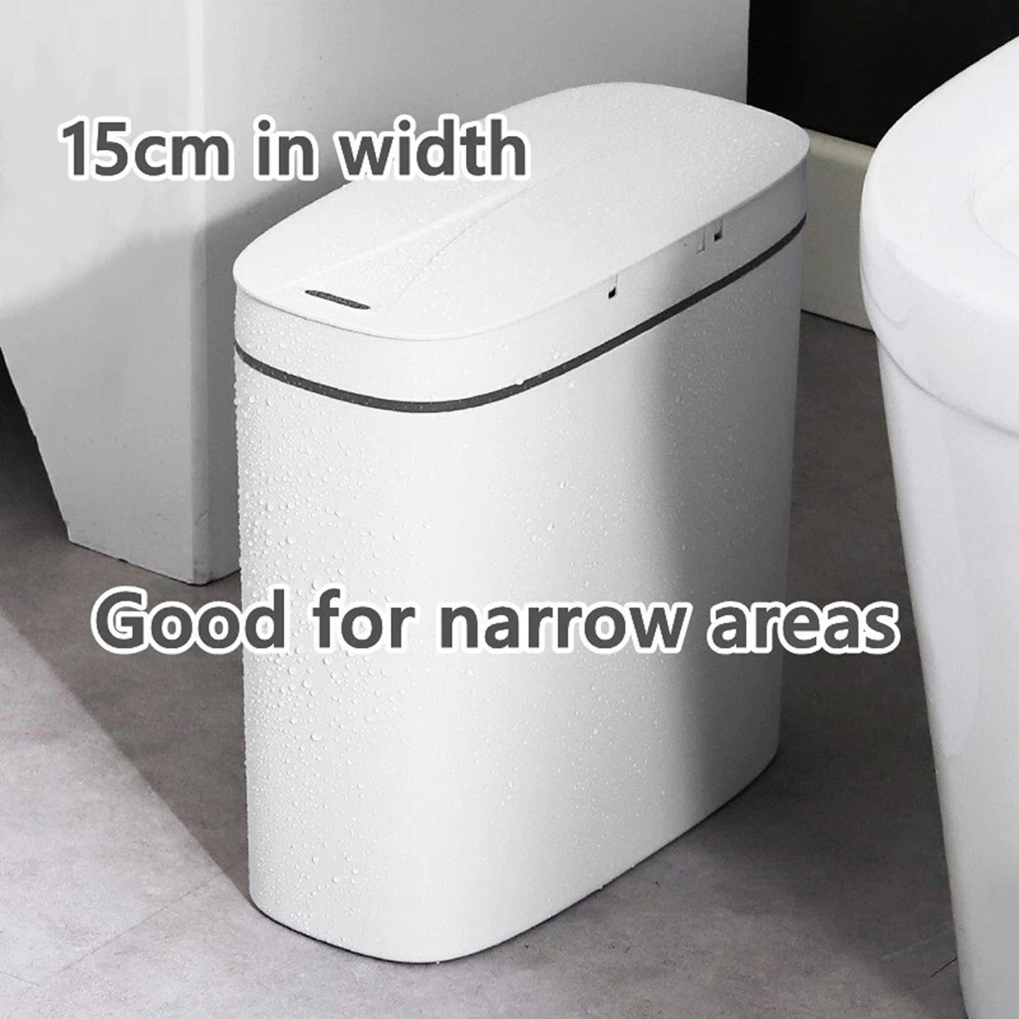 White Touchless Smart Trash Can with Rechargeable Battery
