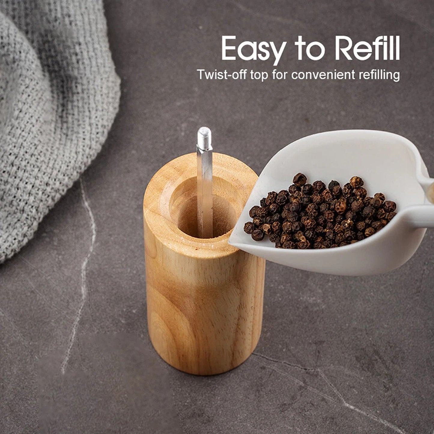 Wooden Salt and Pepper Grinder 16cm Adjustable Mill