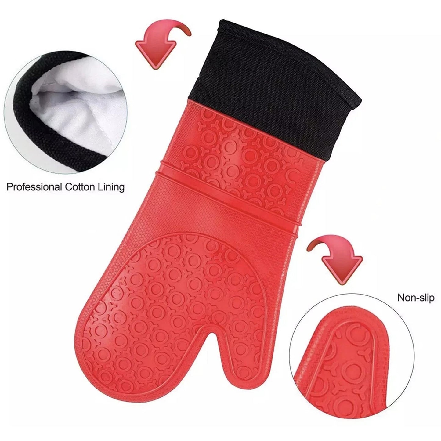 Orange Long Silicone Oven Mitt Heat Resistant Kitchen Glove