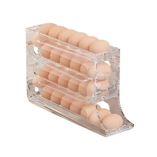 Transparent 4-Tier Automatic Egg Dispenser Storage Rack for Refrigerator