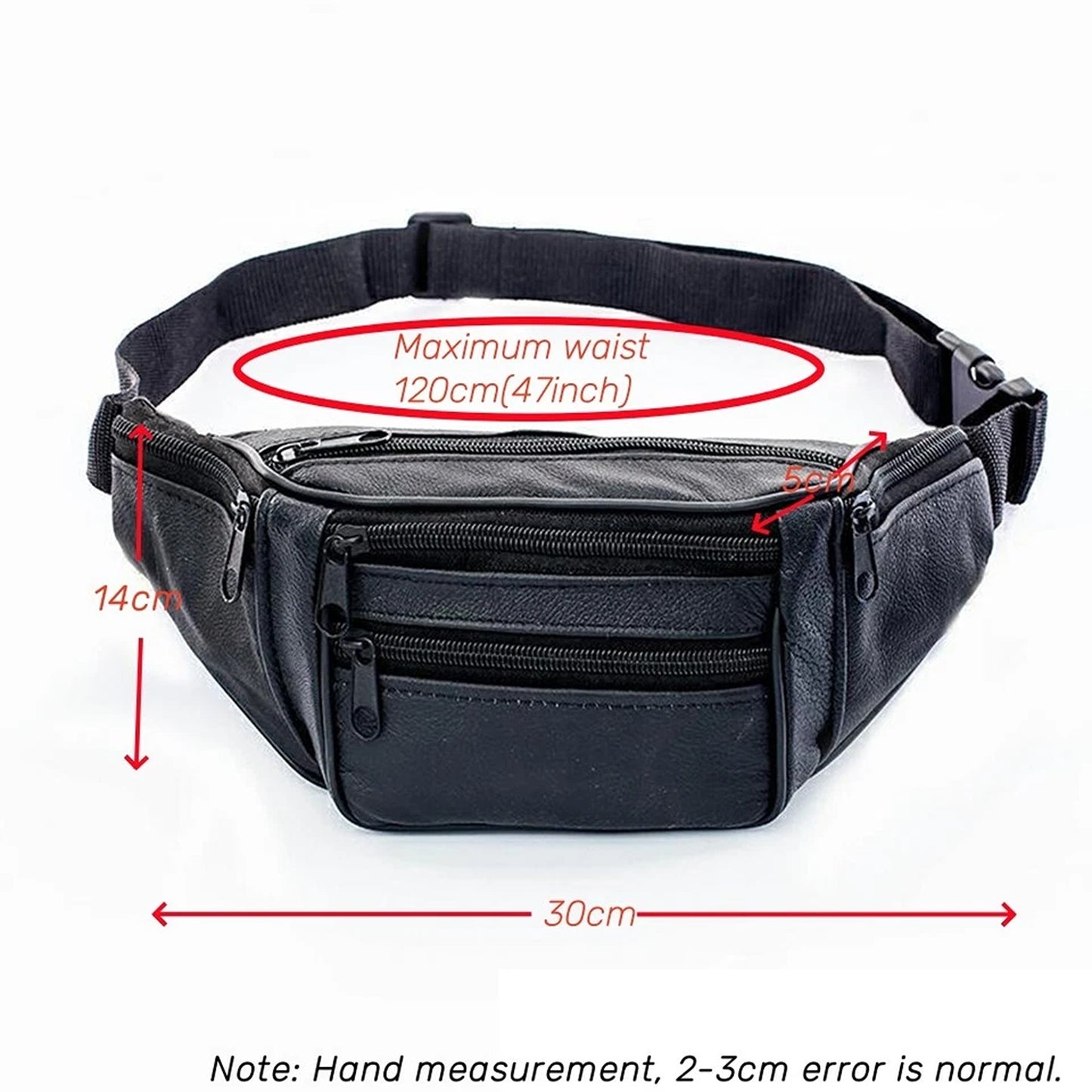 Coffee Genuine Leather Bum Bag Fanny Pack Travel Waist Belt Wallet