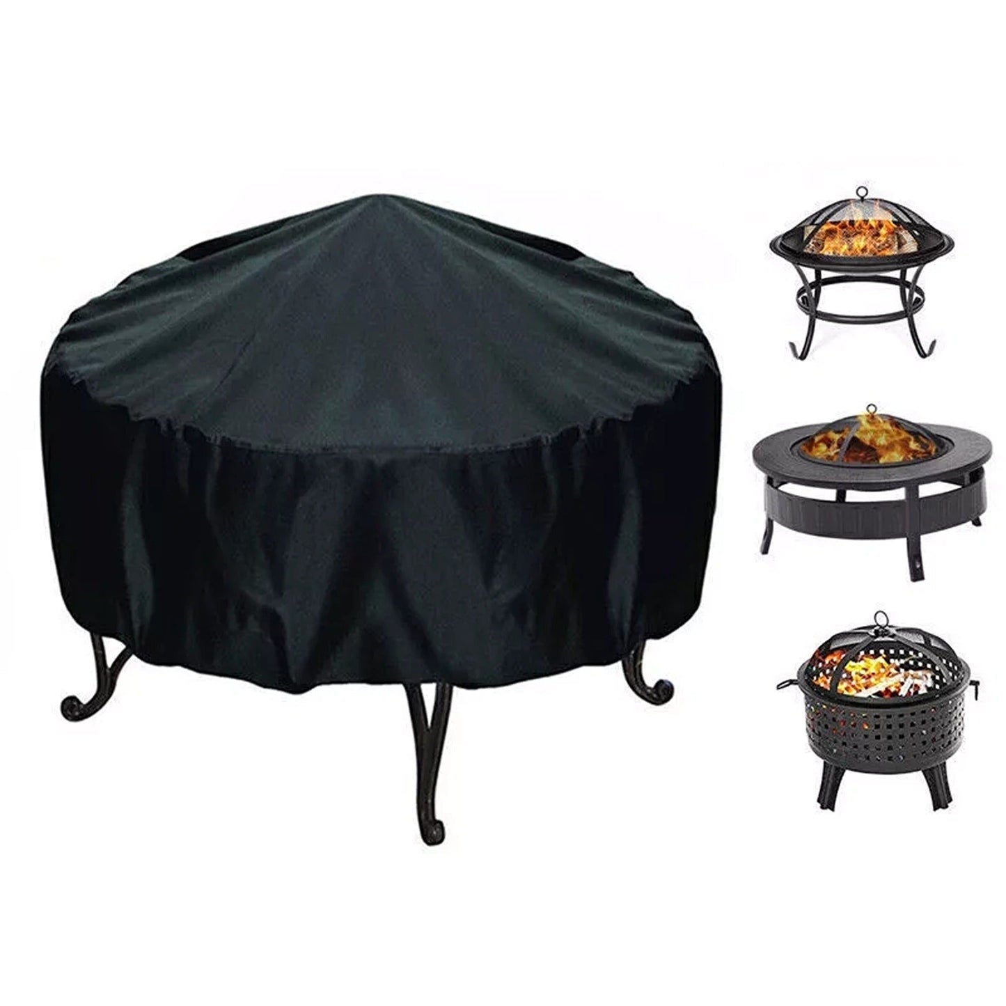 Outdoor Round Fire Pit Cover Waterproof Garden BBQ Grill Protector